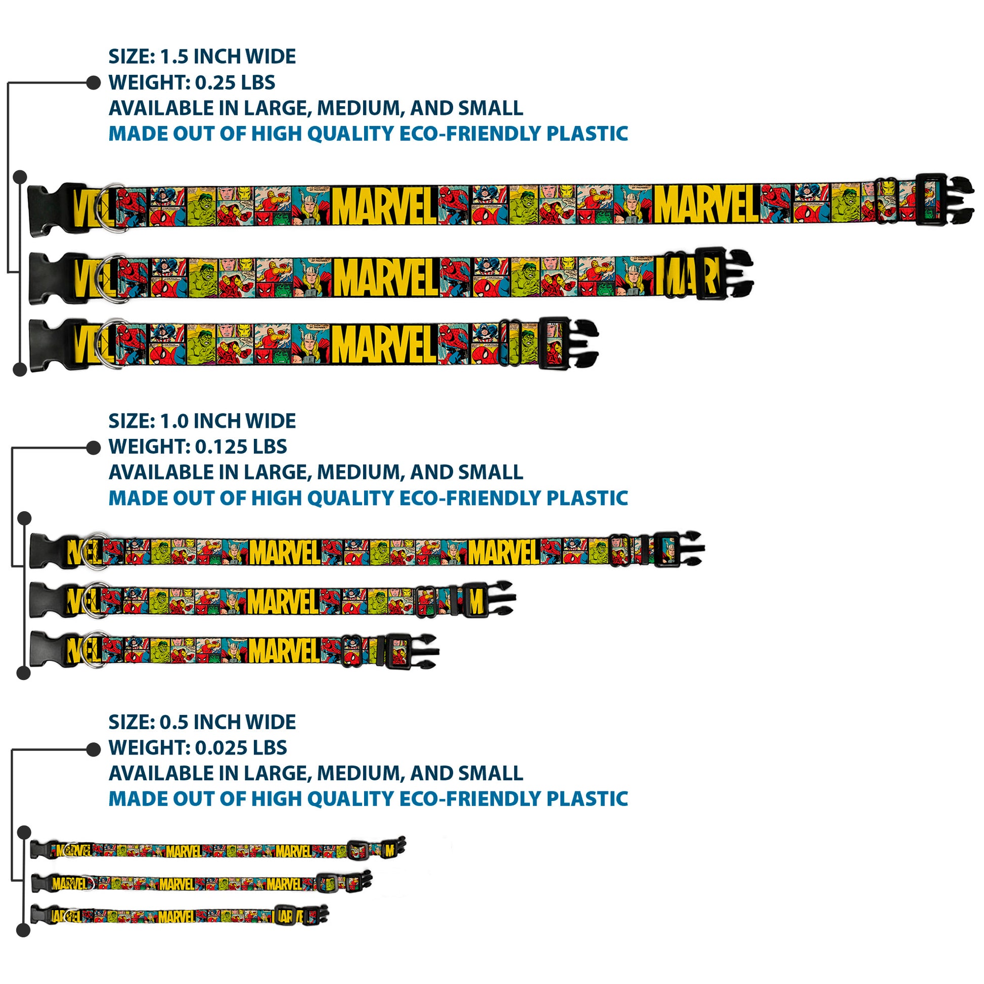 Plastic Clip Collar - MARVEL/Retro Comic Panels Black/Yellow Plastic Clip Collars Marvel Comics