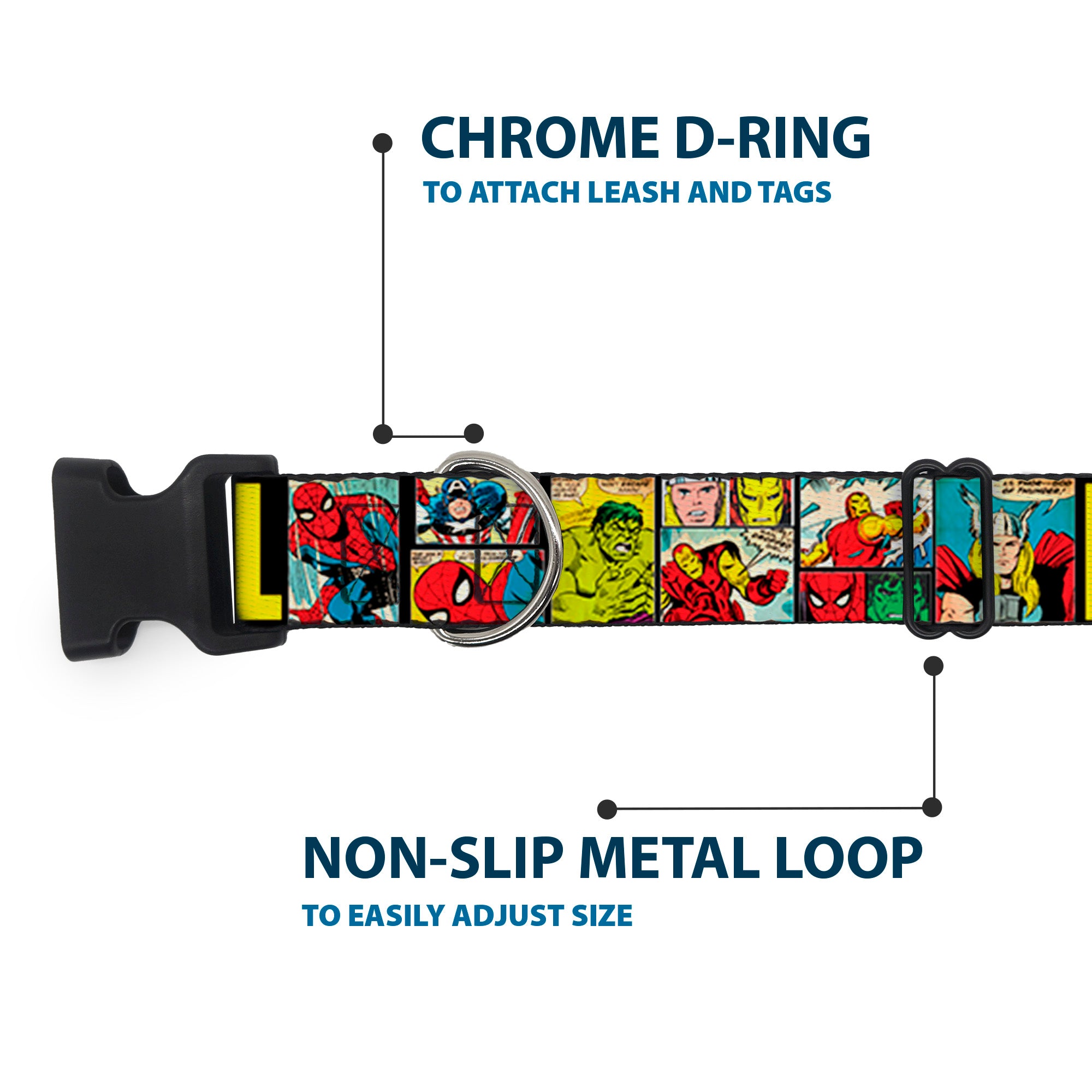 Plastic Clip Collar - MARVEL/Retro Comic Panels Black/Yellow Plastic Clip Collars Marvel Comics