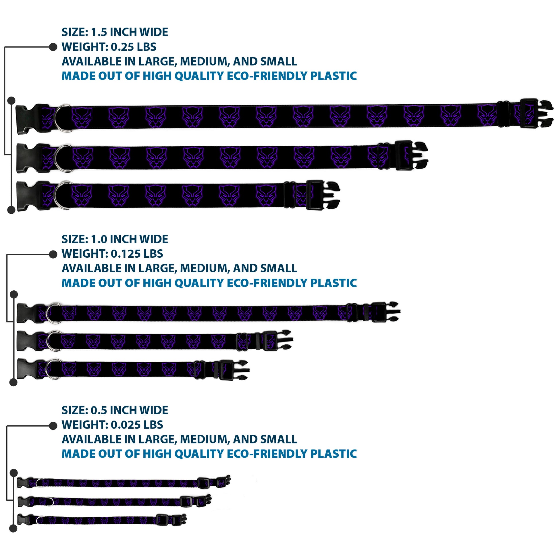 Plastic Clip Collar - Black Panther Avengers Icon Outline Black/Purple Plastic Clip Collars Marvel Comics