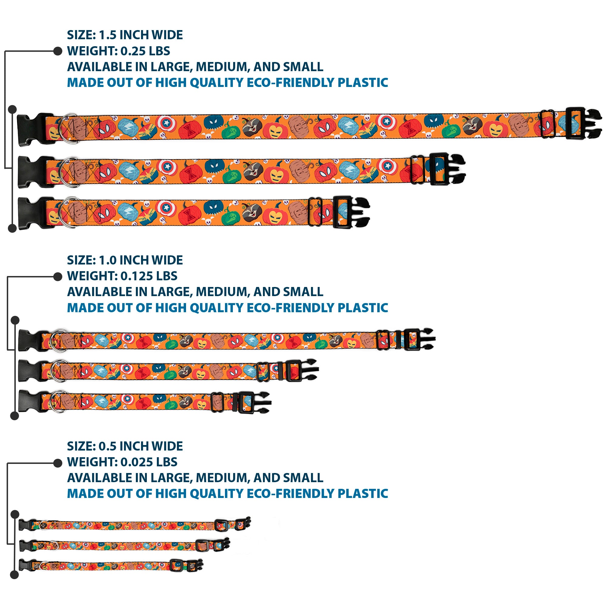 Plastic Clip Collar - Marvel 9-Avengers Halloween Jack-O-Lantern Pumpkin Icons Scattered Orange Plastic Clip Collars Marvel Comics