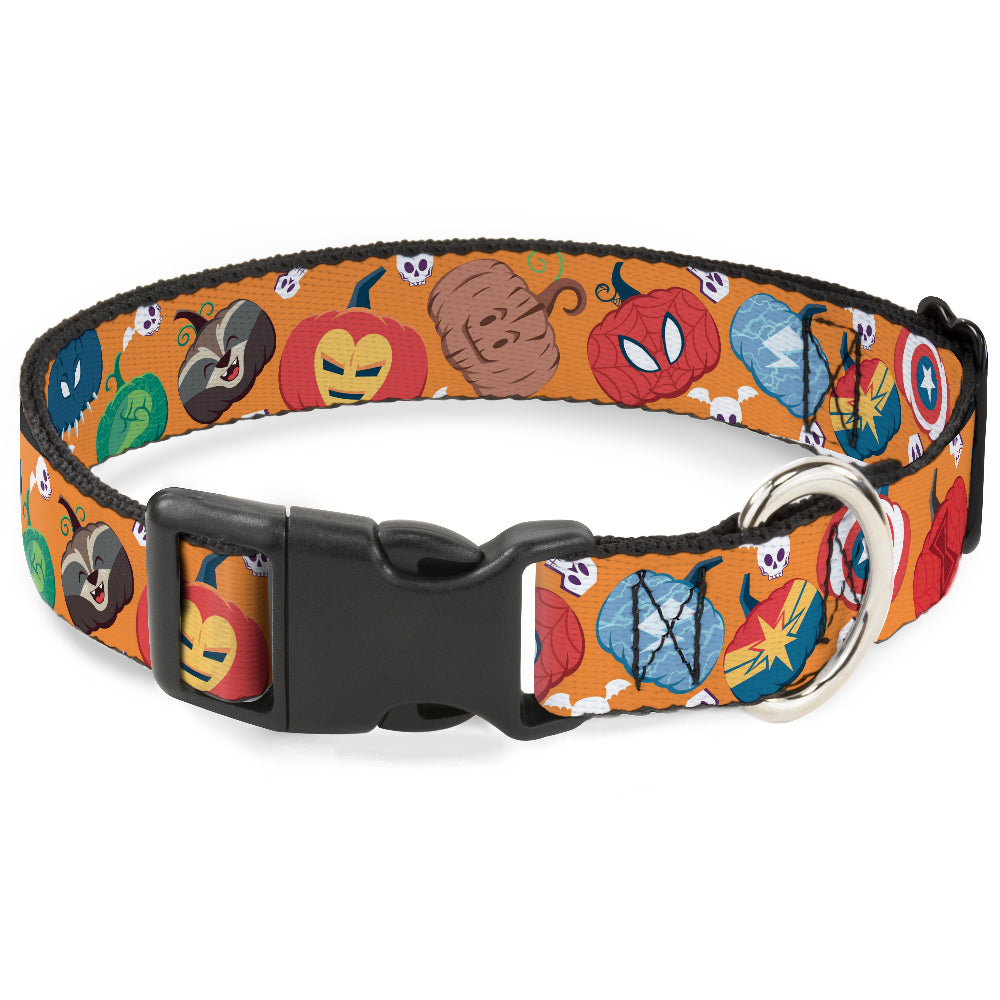 Plastic Clip Collar - Marvel 9-Avengers Halloween Jack-O-Lantern Pumpkin Icons Scattered Orange Plastic Clip Collars Marvel Comics