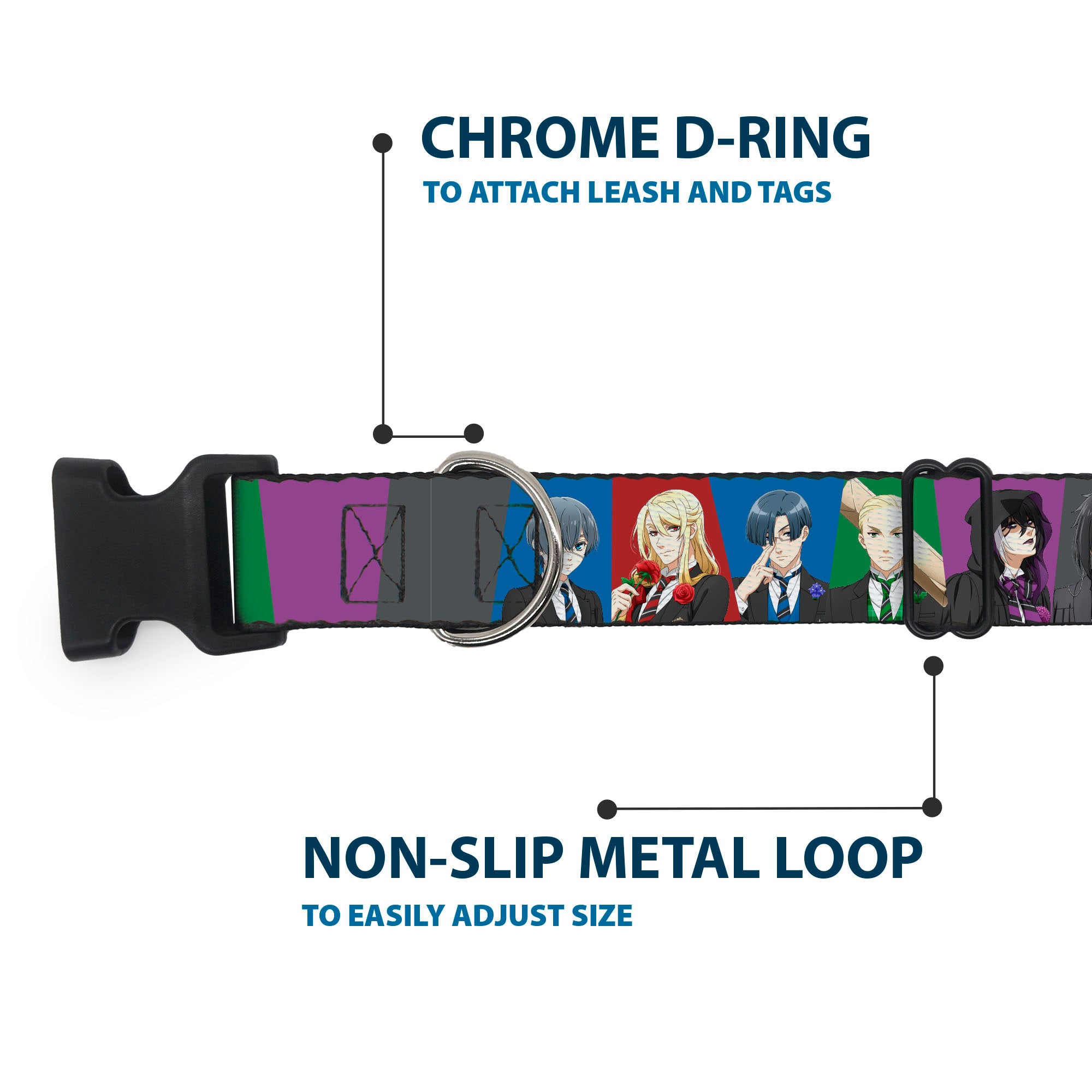 Plastic Clip Collar - Black Butler Six Character Pose Blocks Multi Color Plastic Clip Collars Black Butler