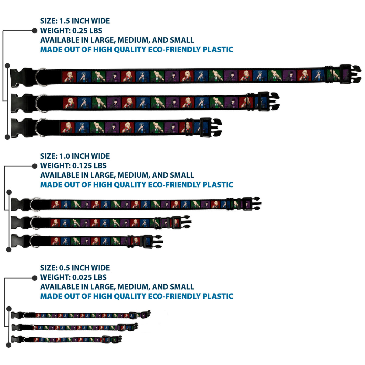 Plastic Clip Collar - Black Butler House Head Pose Blocks Black/Multi Color Dog Collars Plastic Clip Side Release Black Butler