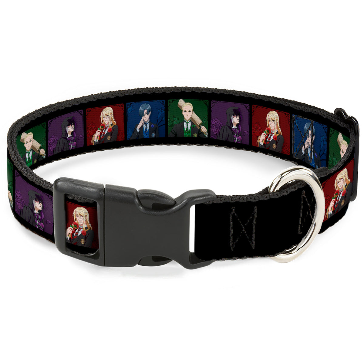 Plastic Clip Collar - Black Butler House Head Pose Blocks Black/Multi Color Dog Collars Plastic Clip Side Release Black Butler