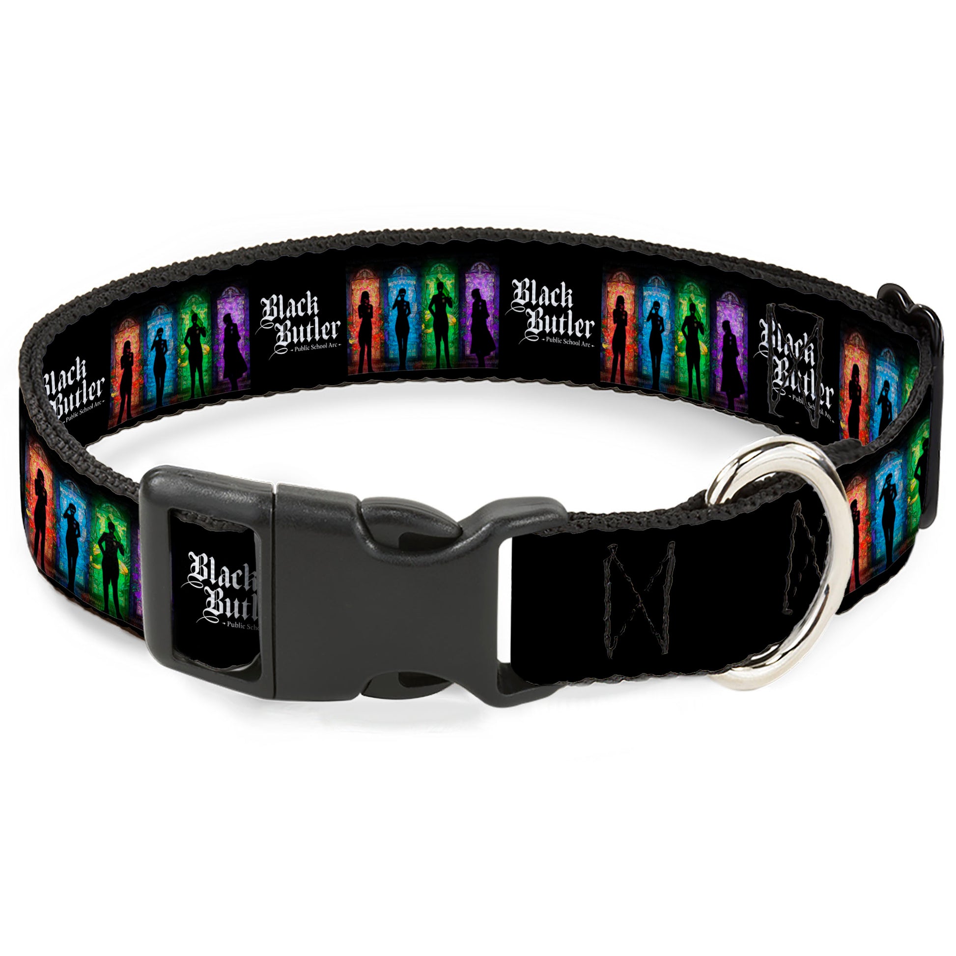 Plastic Clip Collar - BLACK BUTLER House Heads Silhouettes and Title Logo Black/Multi Color Plastic Clip Collars Black Butler