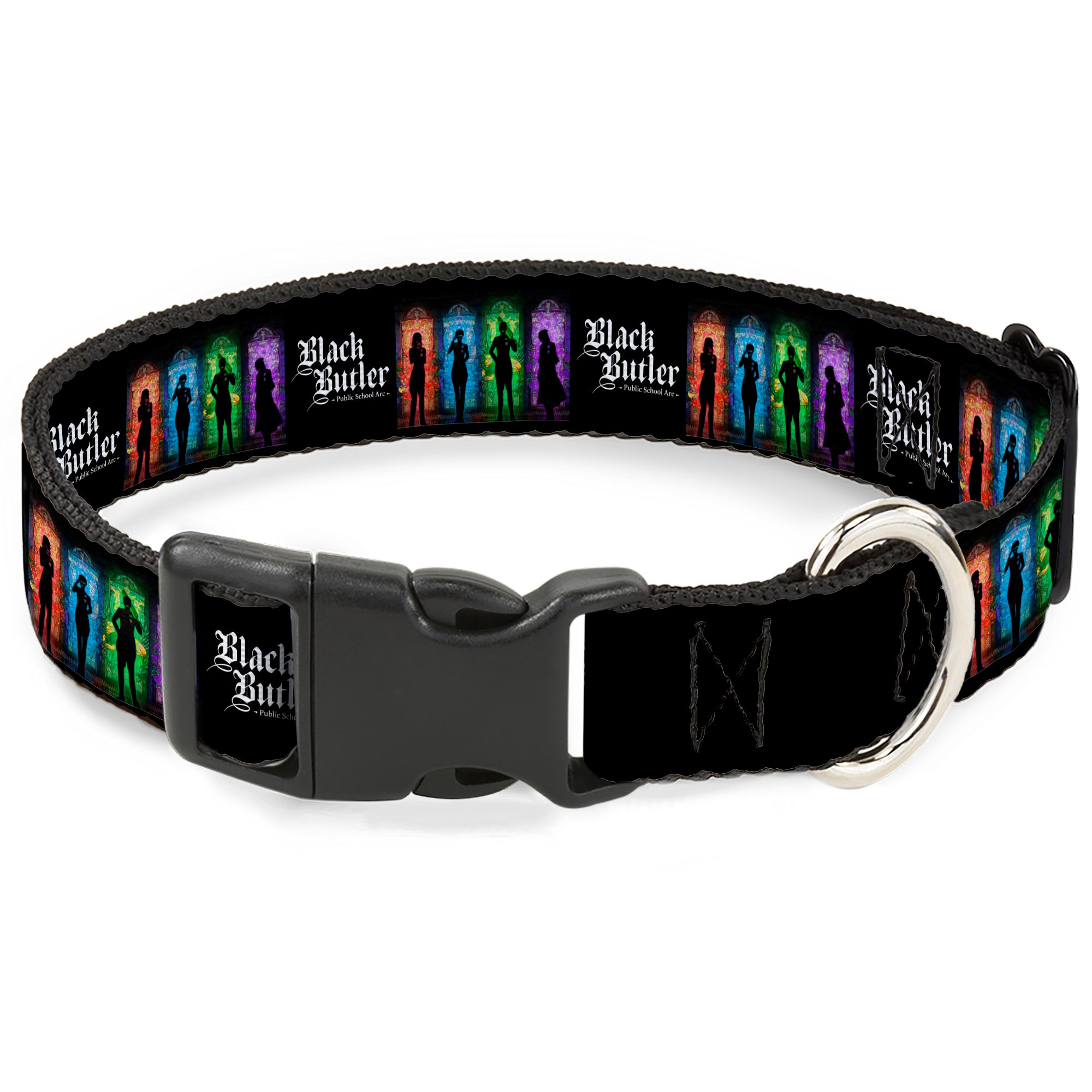 Plastic Clip Collar - BLACK BUTLER House Heads Silhouettes and Title Logo Black/Multi Color Plastic Clip Collars Black Butler