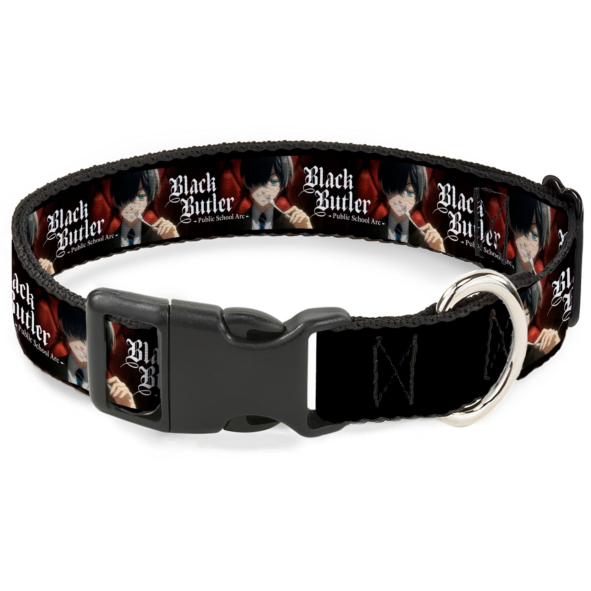 Plastic Clip Collar - BLACK BUTLER Ciel Phantomhive Fork Pose and Title Logo Plastic Clip Collars Black Butler
