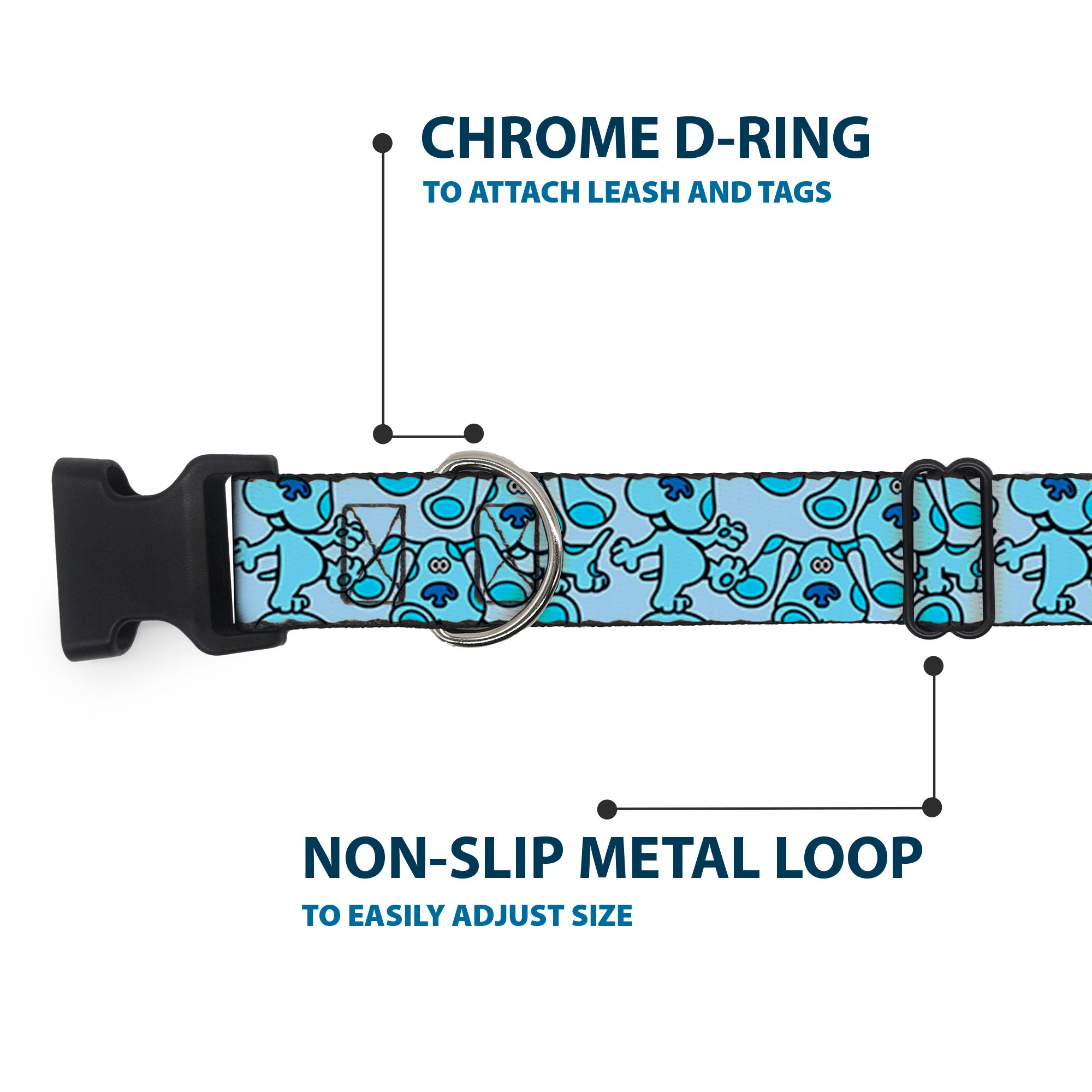 Plastic Clip Collar - Blue's Clues Blue Poses Scattered Blues Plastic Clip Collars Blue's Clues