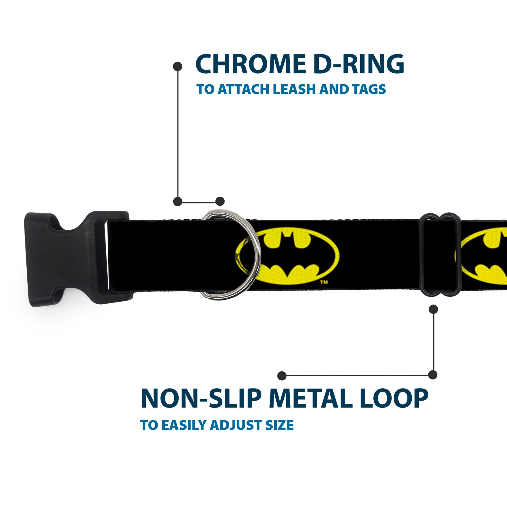 Plastic Clip Collar - Batman Shield Black/Yellow Plastic Clip Collars DC Comics