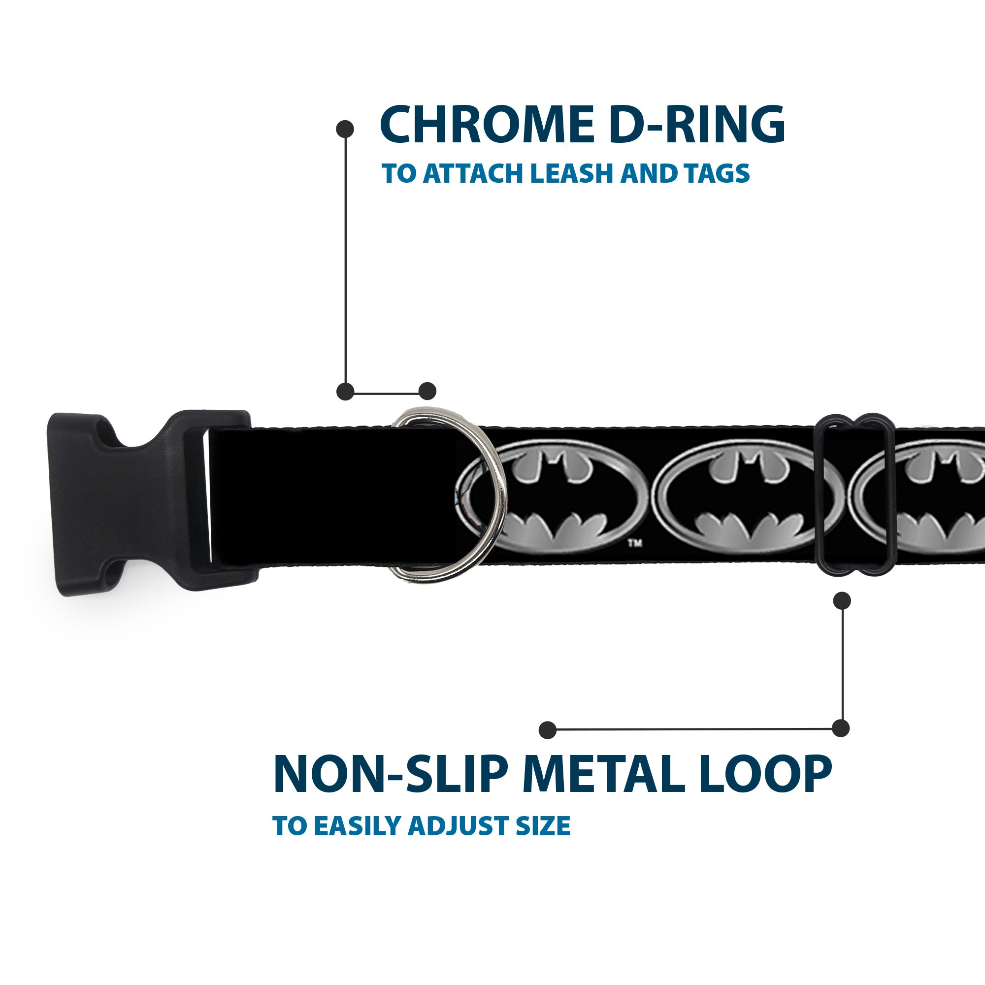 Plastic Clip Collar - Batman Shield Black/Silver Plastic Clip Collars DC Comics