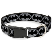 Plastic Clip Collar - Batman Shield Black/Silver Plastic Clip Collars DC Comics