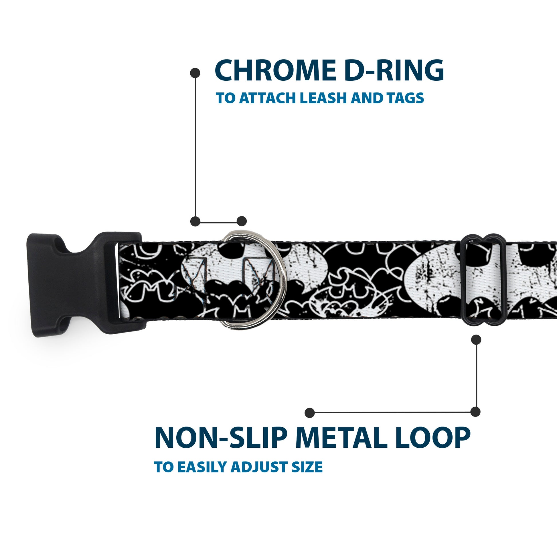 Plastic Clip Collar - Batman Outlines Black/White Plastic Clip Collars DC Comics