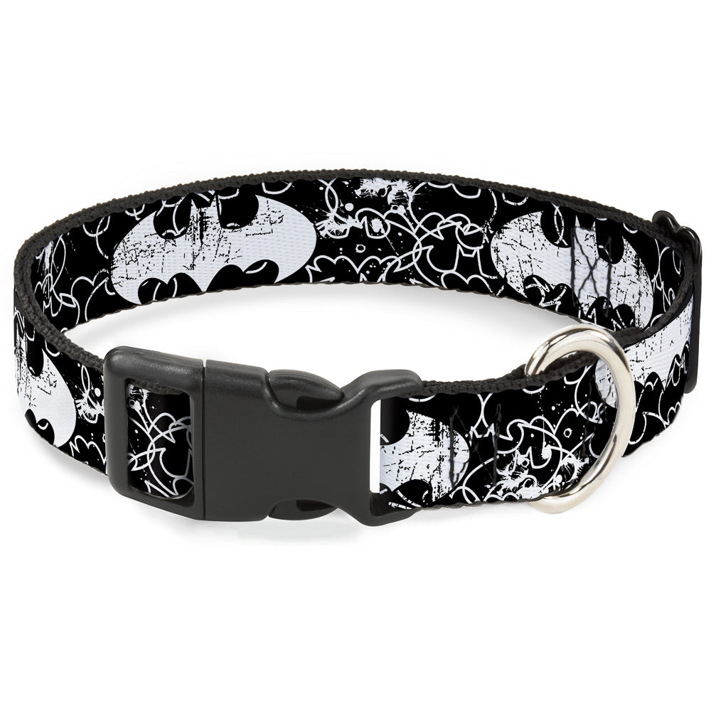 Plastic Clip Collar - Batman Outlines Black/White Plastic Clip Collars DC Comics