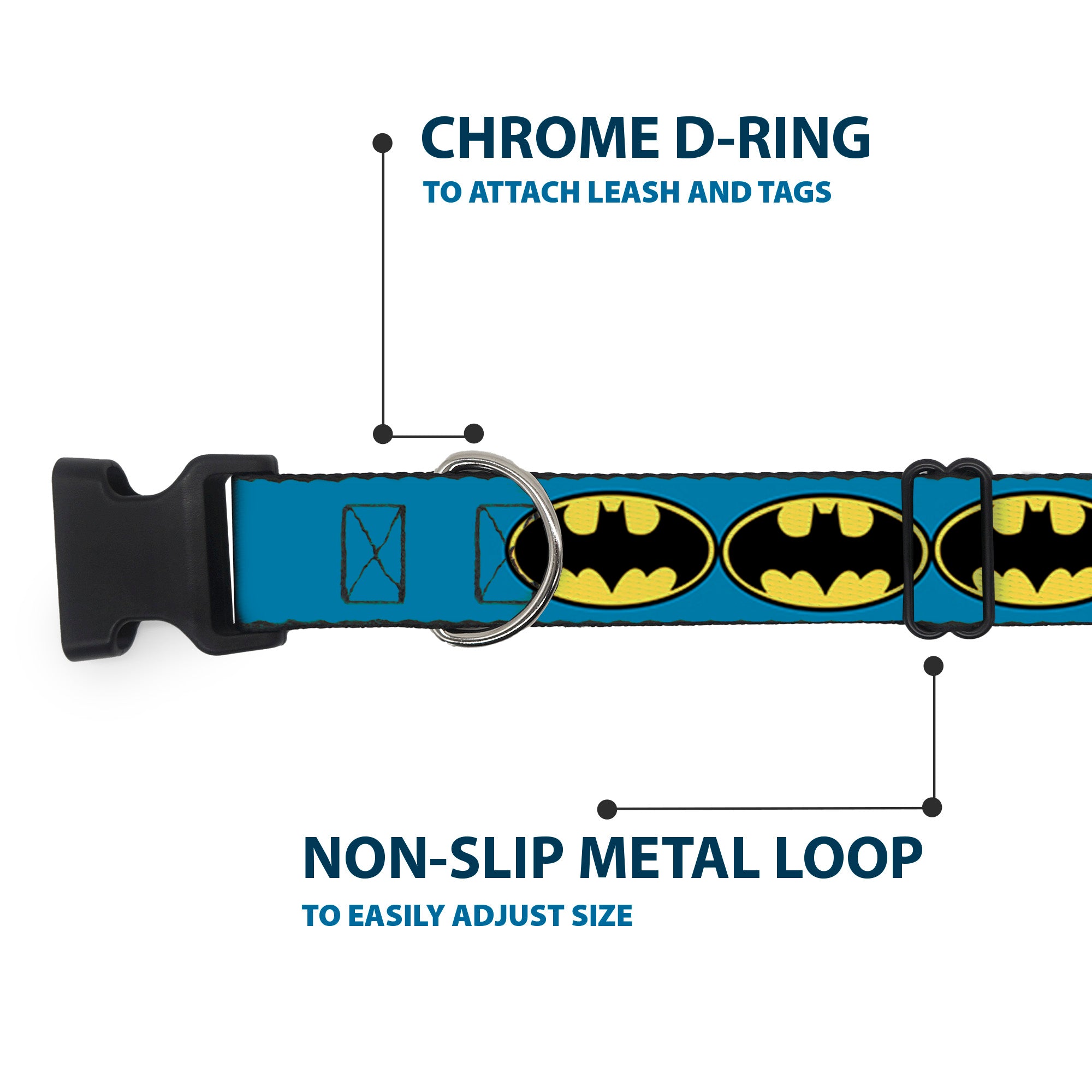 Plastic Clip Collar - Bat Signal-3 Blue/Black/Yellow Plastic Clip Collars DC Comics