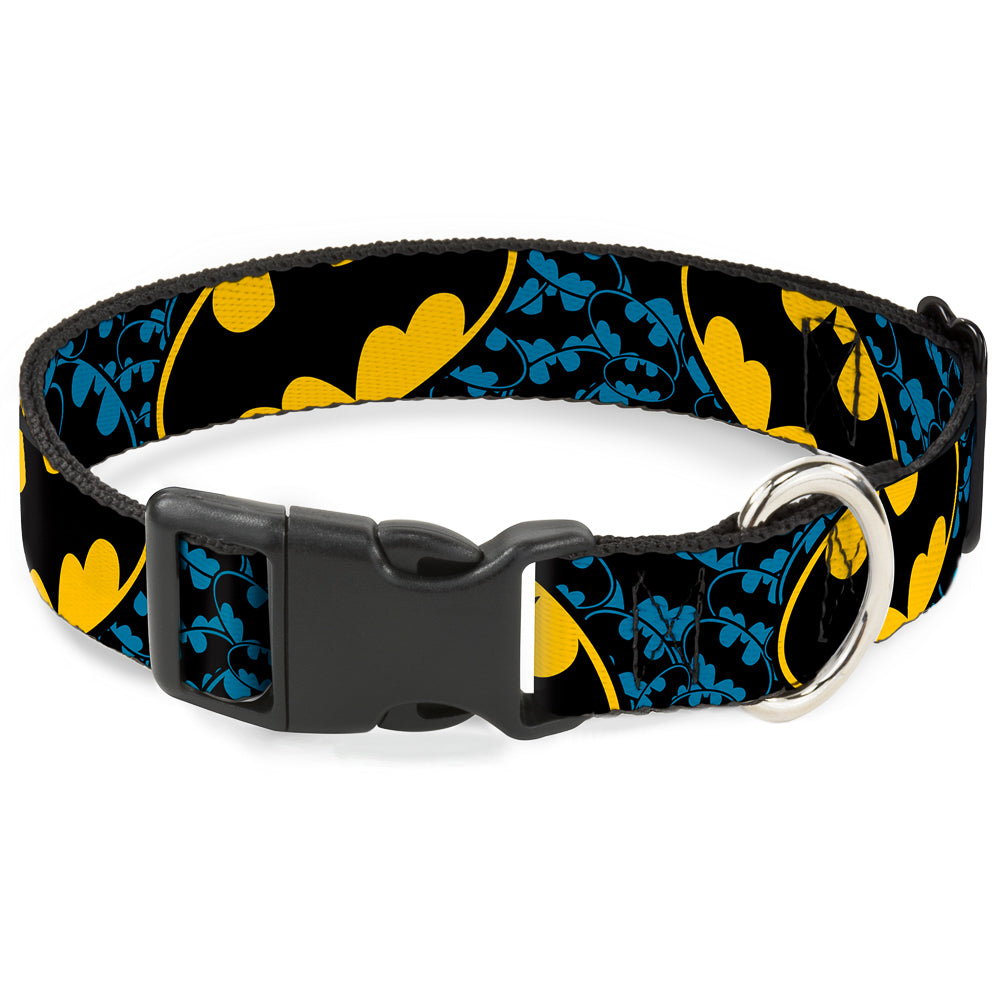 Plastic Clip Collar - Bat Signals Stacked w/CLOSE-UP Blue/Black/Yellow Plastic Clip Collars DC Comics