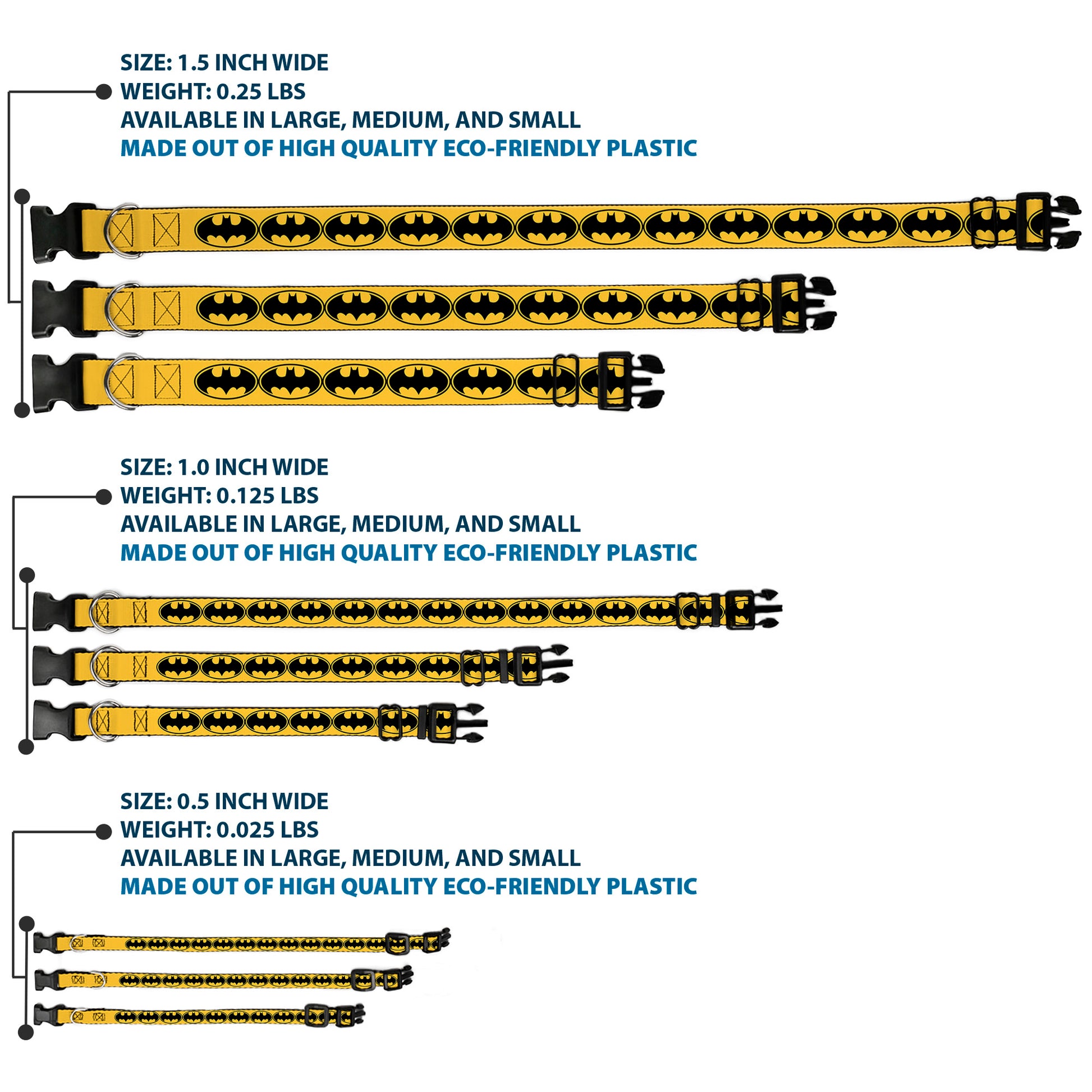 Plastic Clip Collar - Bat Signal-3 Yellow/Black/Yellow Plastic Clip Collars DC Comics