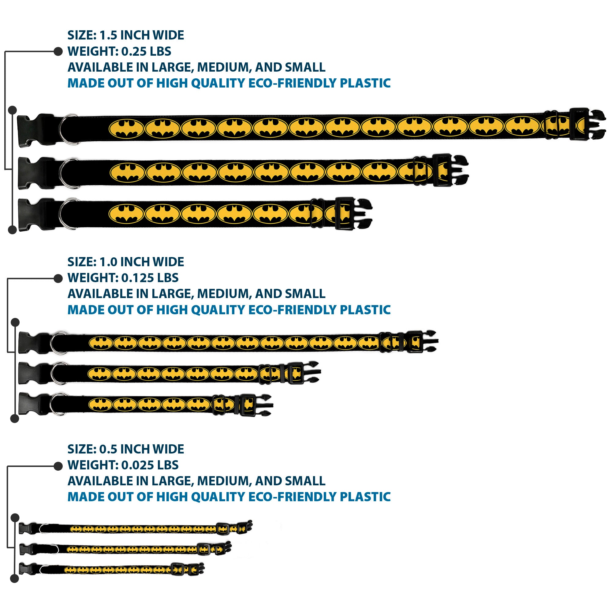 Plastic Clip Collar - Bat Signal-3 Black/Yellow/Black Plastic Clip Collars DC Comics