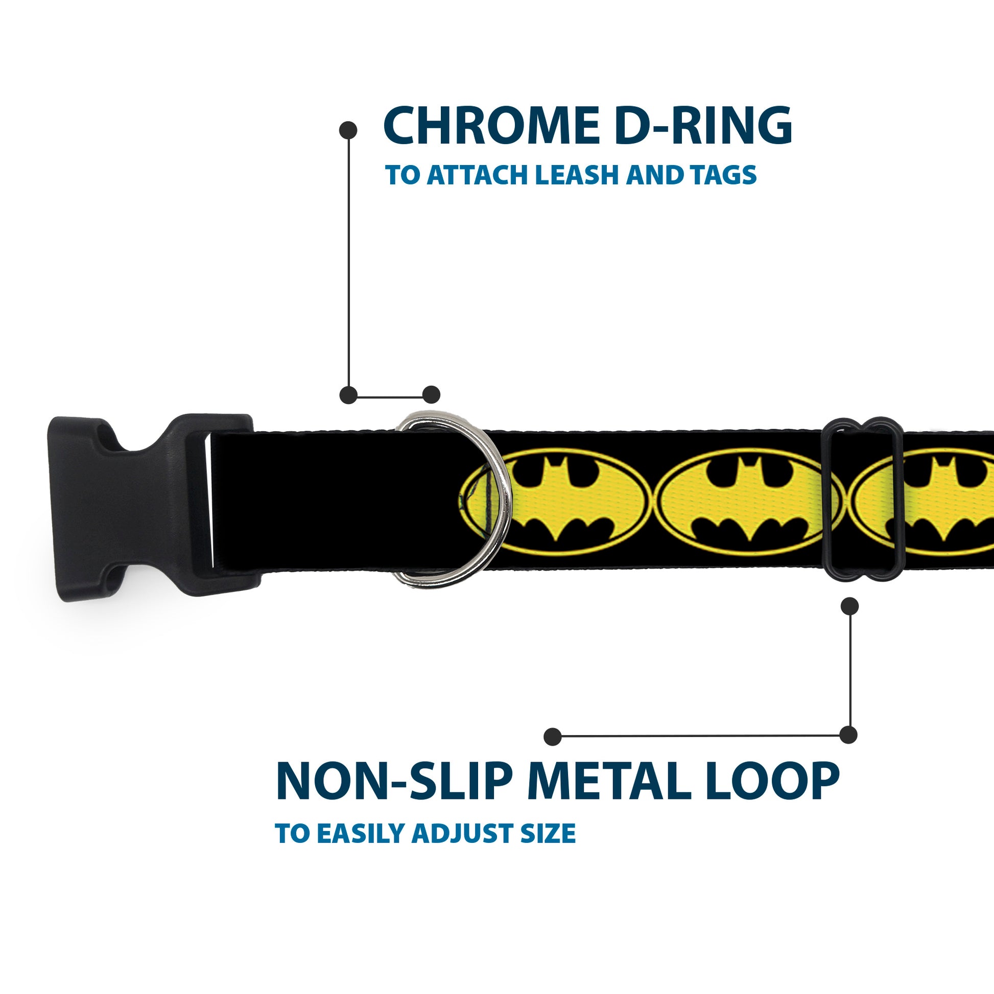 Plastic Clip Collar - Bat Signal-3 Black/Yellow/Black Plastic Clip Collars DC Comics