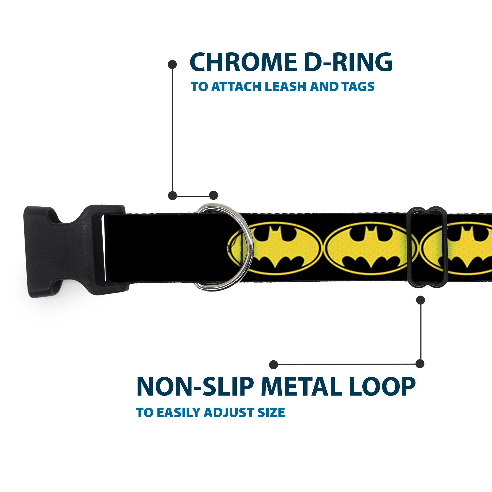 Plastic Clip Collar - Bat Signal-3 Black/Yellow/Black Plastic Clip Collars DC Comics