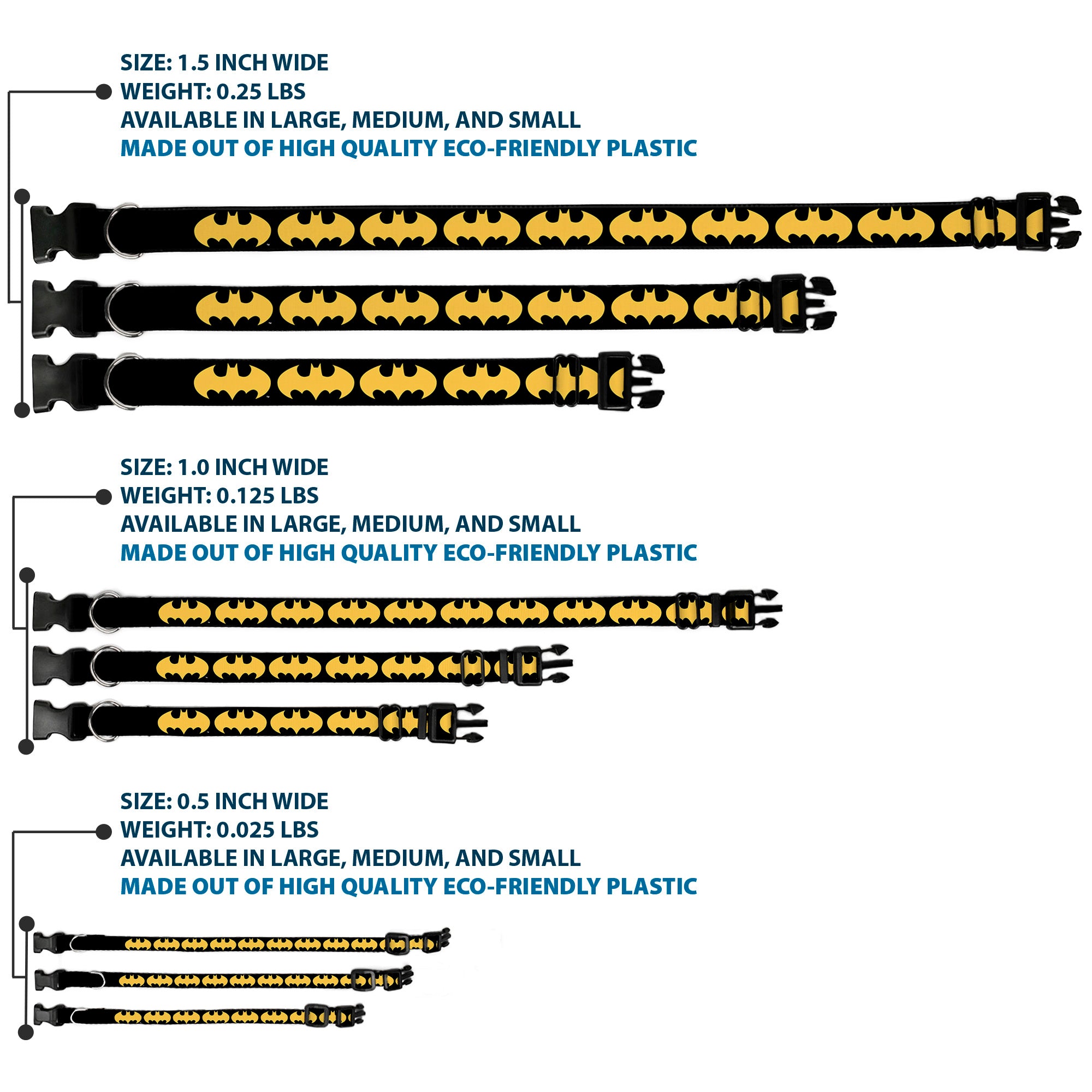 Plastic Clip Collar - Bat Signal-1 Black/Yellow Plastic Clip Collars DC Comics