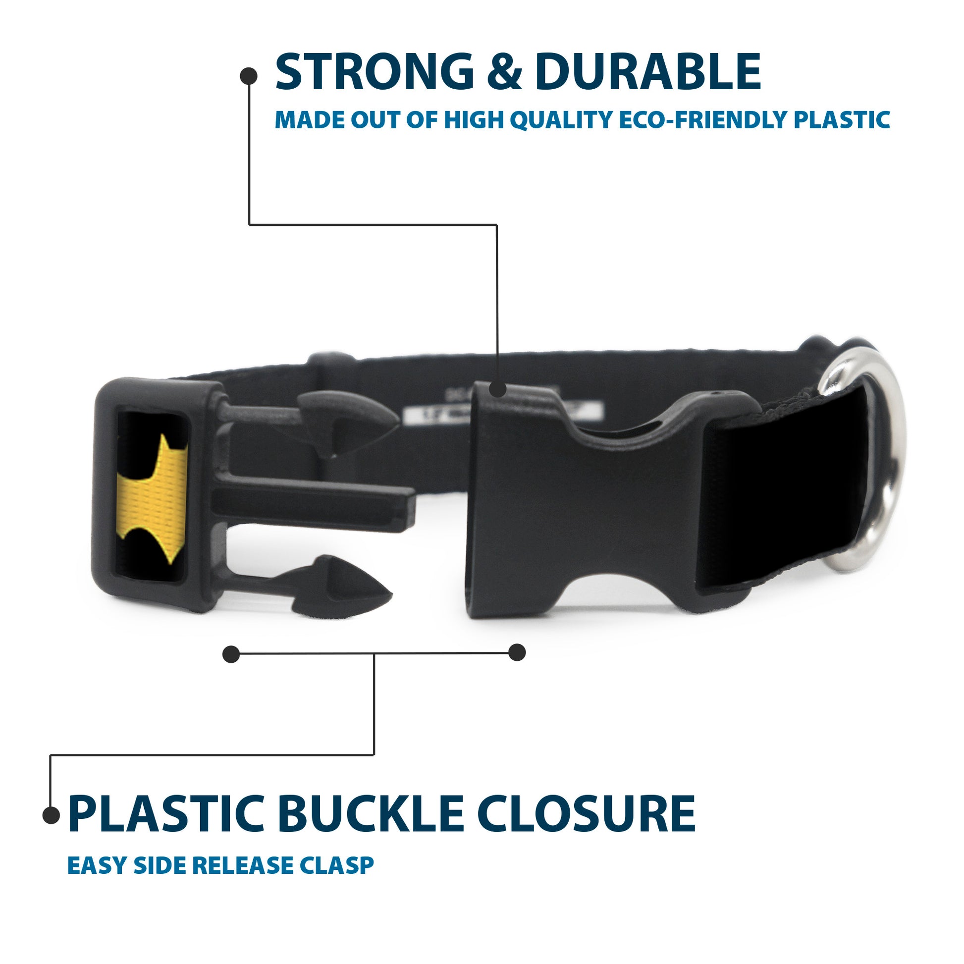 Plastic Clip Collar - Bat Signal-1 Black/Yellow Plastic Clip Collars DC Comics
