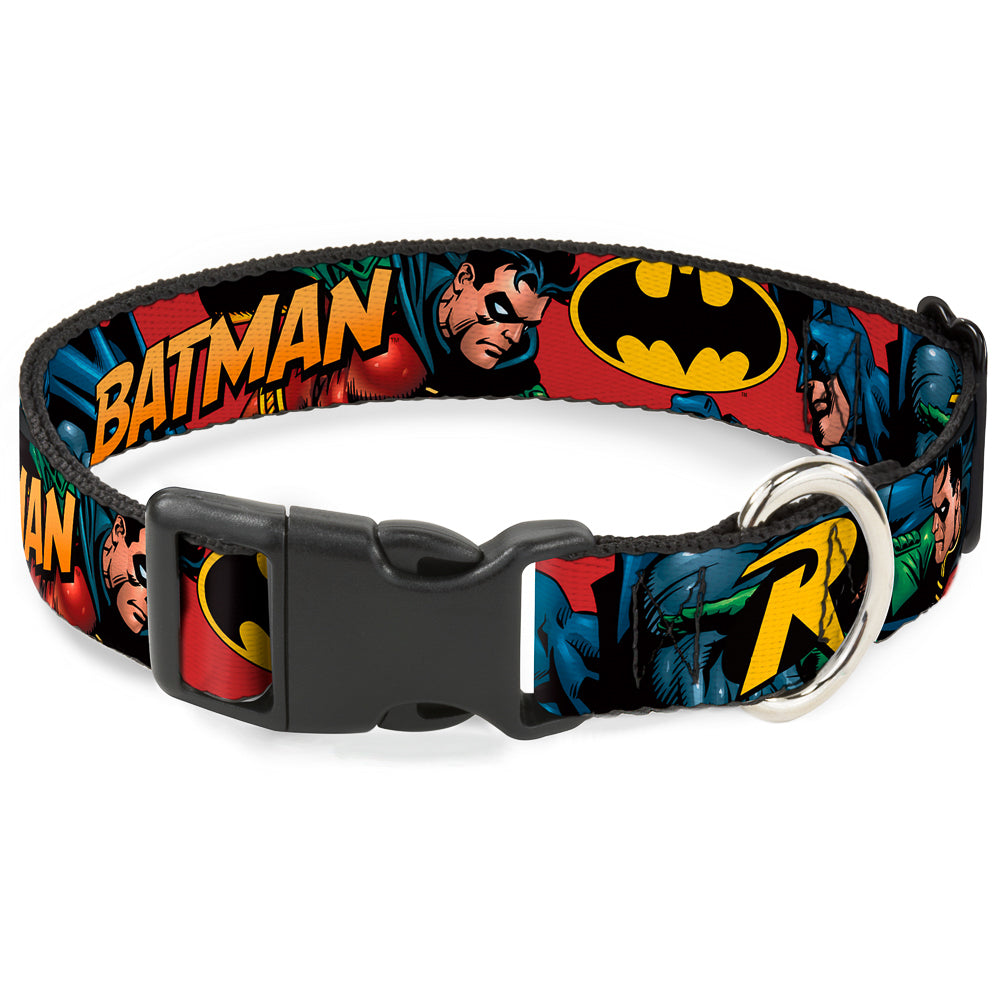Plastic Clip Collar - Batman & Robin in Action w/Text Burgundy Plastic Clip Collars DC Comics