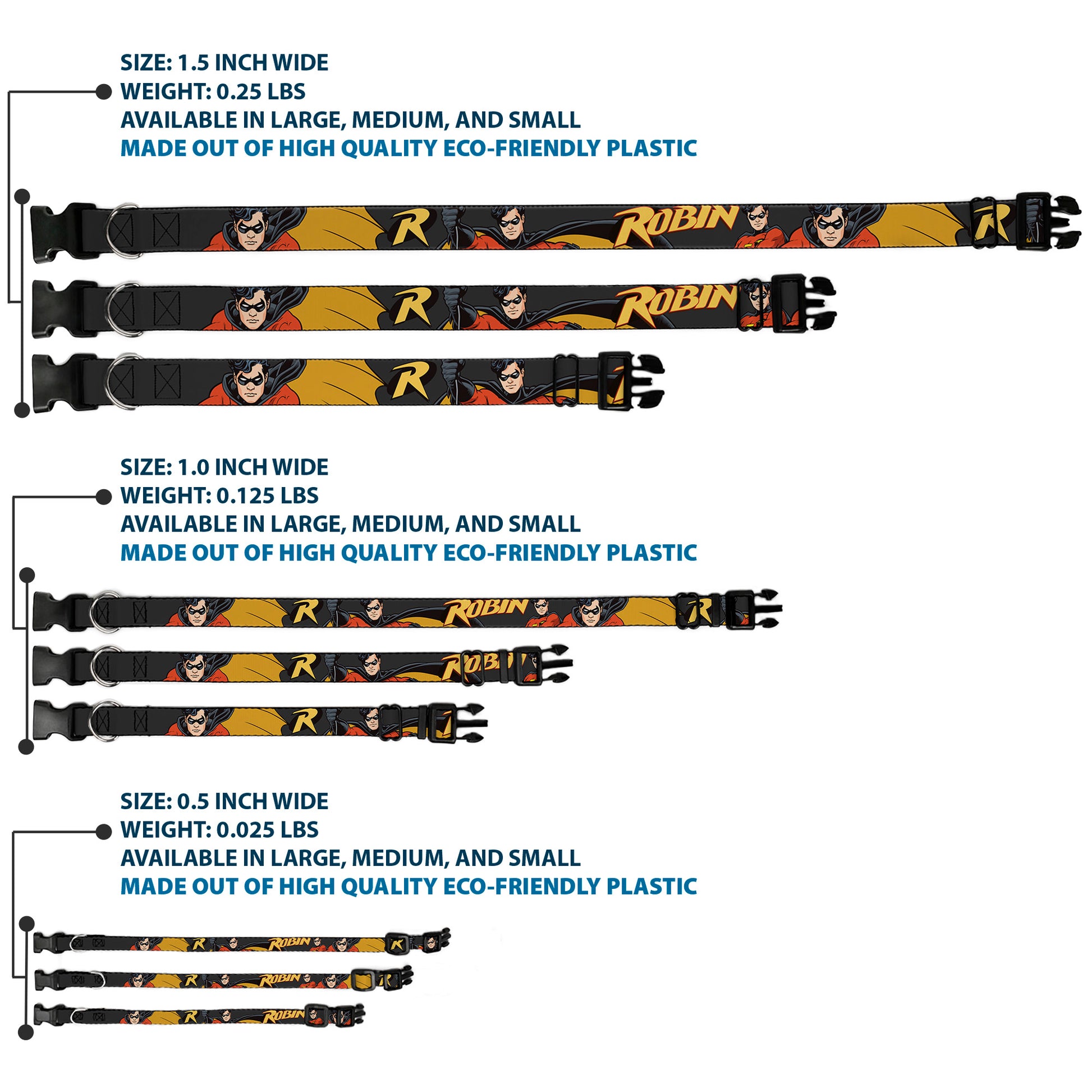 Plastic Clip Collar - ROBIN Red/Black Poses Gray Plastic Clip Collars DC Comics