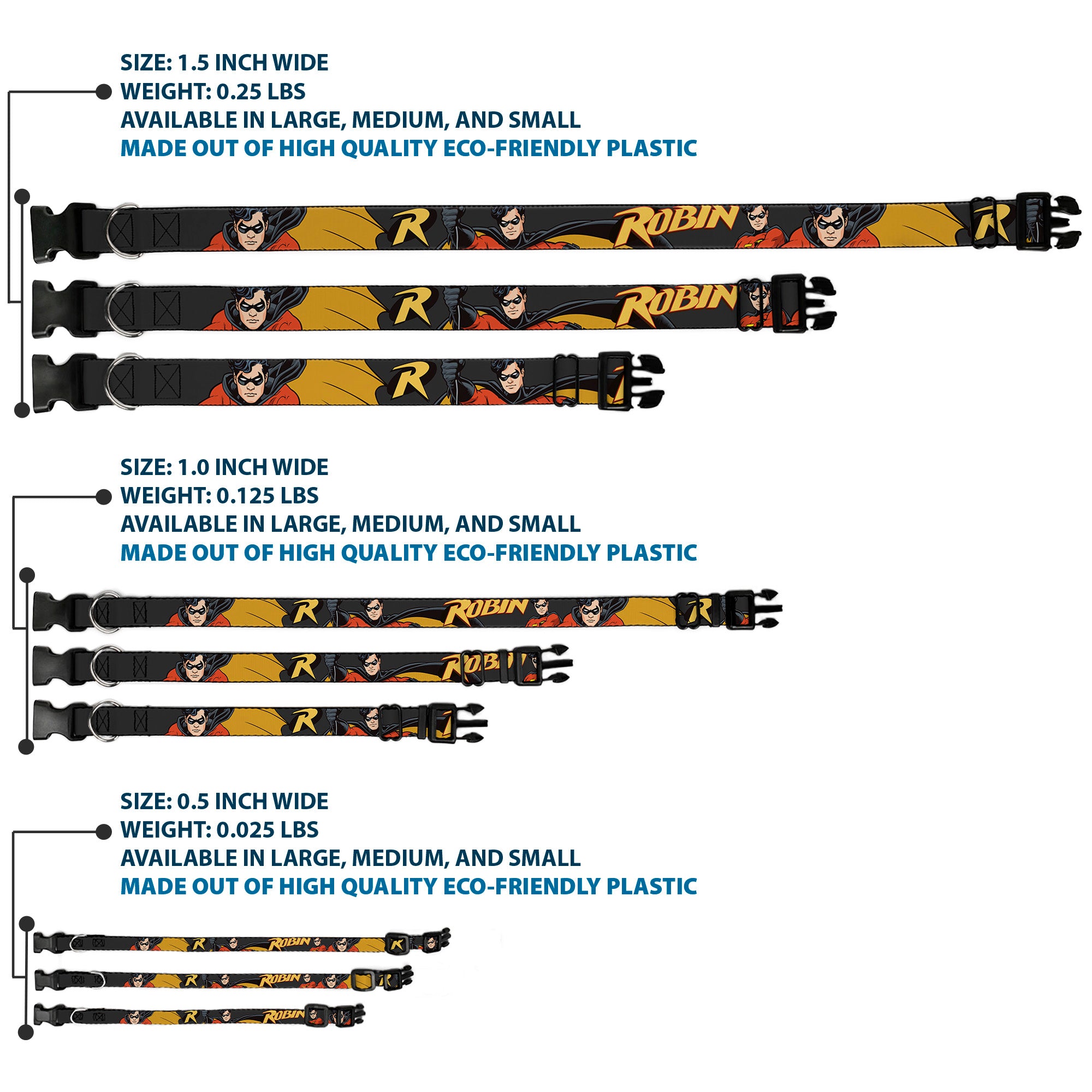 Plastic Clip Collar - ROBIN Red/Black Poses Gray Plastic Clip Collars DC Comics