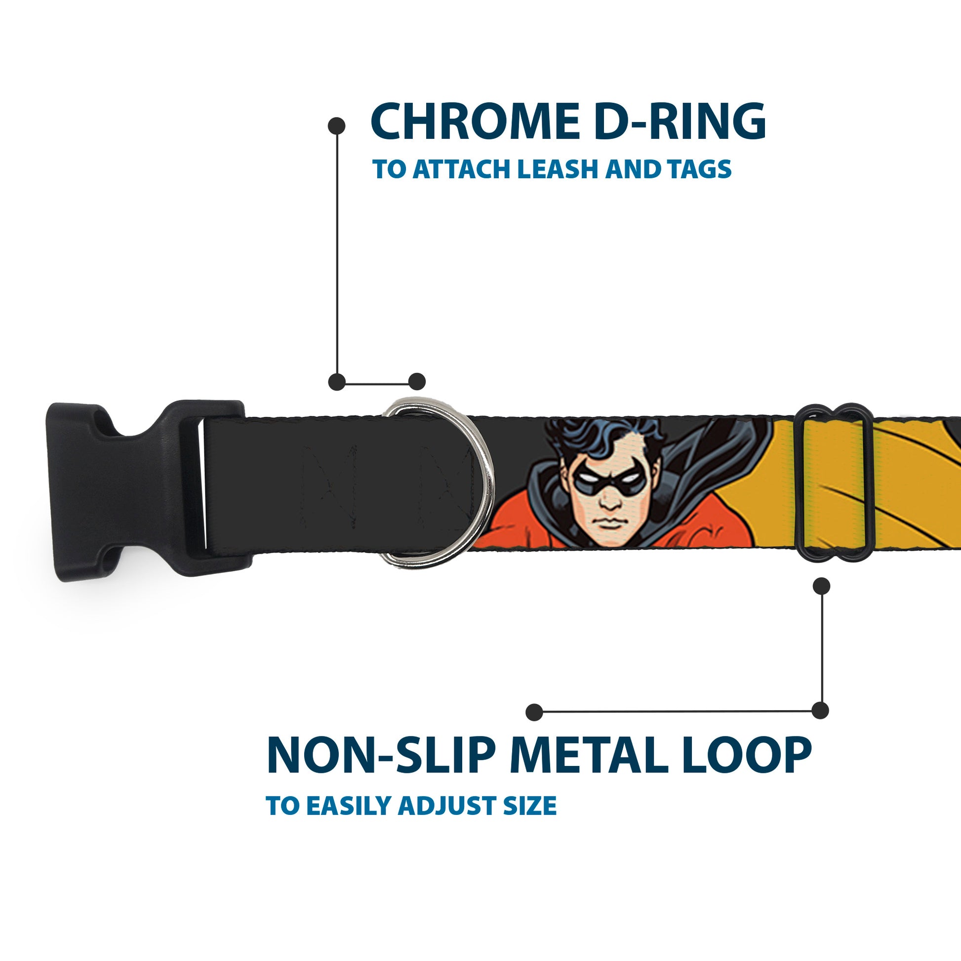 Plastic Clip Collar - ROBIN Red/Black Poses Gray Plastic Clip Collars DC Comics