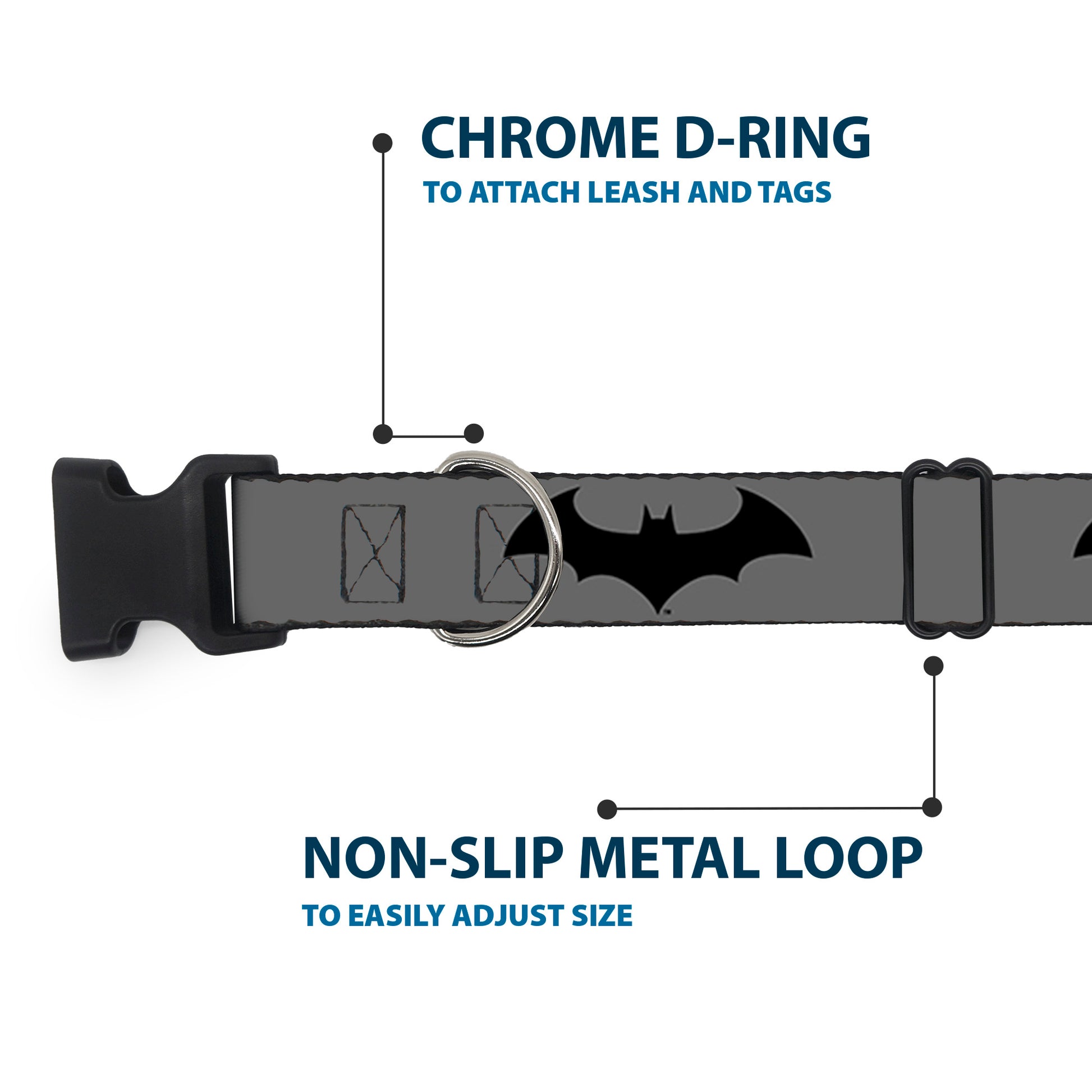 Plastic Clip Collar - Retro Bat Logo Gray/Black Plastic Clip Collars DC Comics
