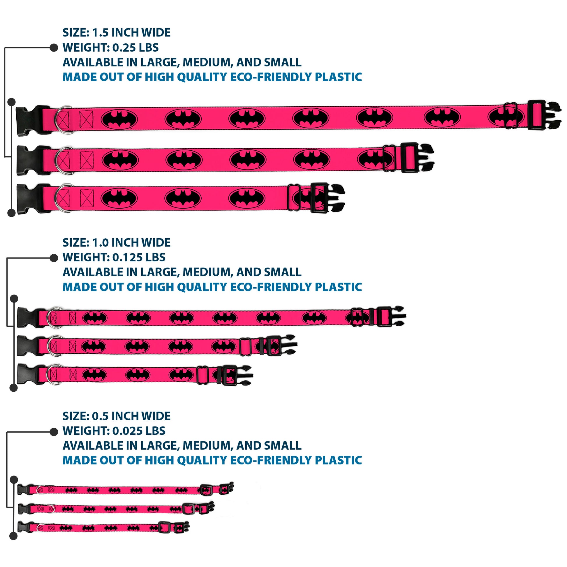Plastic Clip Collar - Bat Signal-3 Fuchsia/Black/Fuchsia Plastic Clip Collars DC Comics