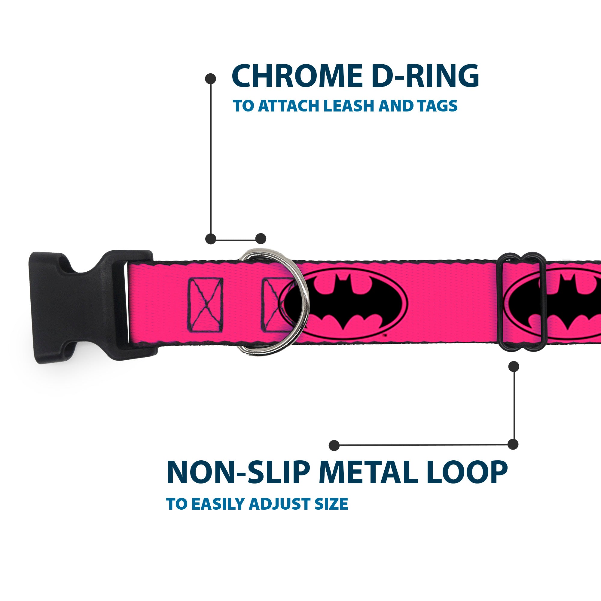 Plastic Clip Collar - Bat Signal-3 Fuchsia/Black/Fuchsia Plastic Clip Collars DC Comics