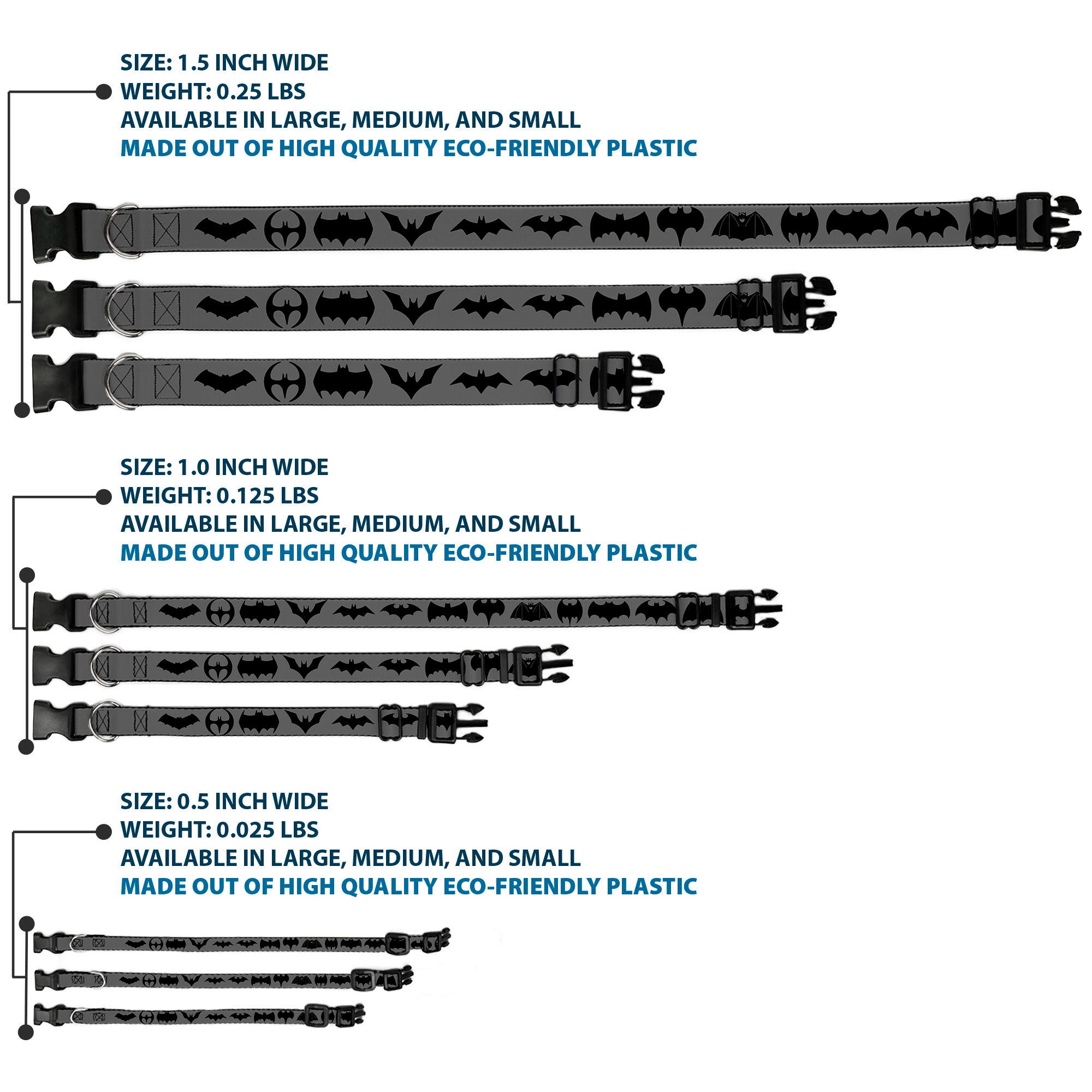 Plastic Clip Collar - Bat Logo Transitions Gray/Black Plastic Clip Collars DC Comics