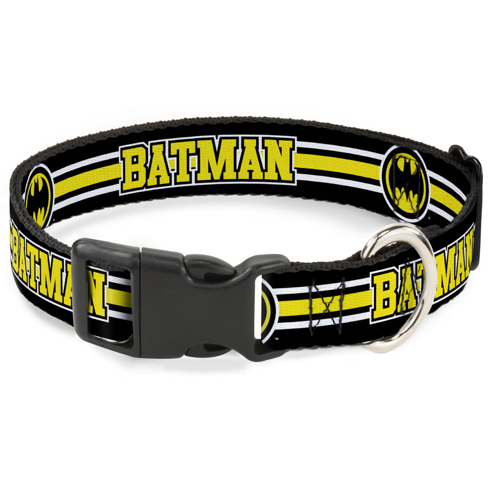 Plastic Clip Collar - BATMAN/Bat Signal Triple Stripe Black/White/Yellow Plastic Clip Collars DC Comics