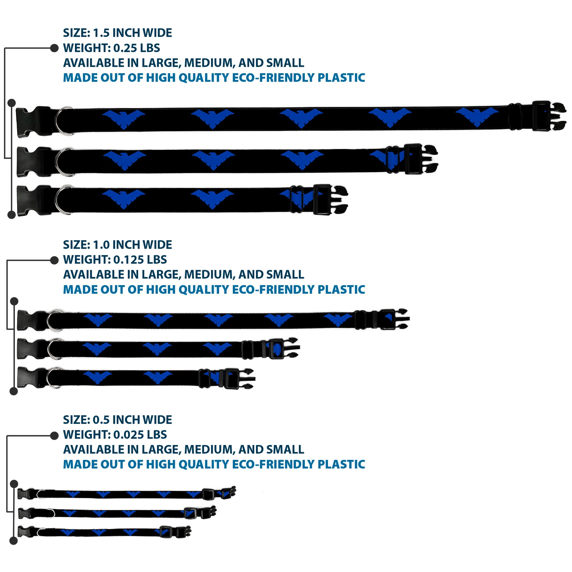 Plastic Clip Collar - Nightwing Logo Black/Blue Plastic Clip Collars DC Comics