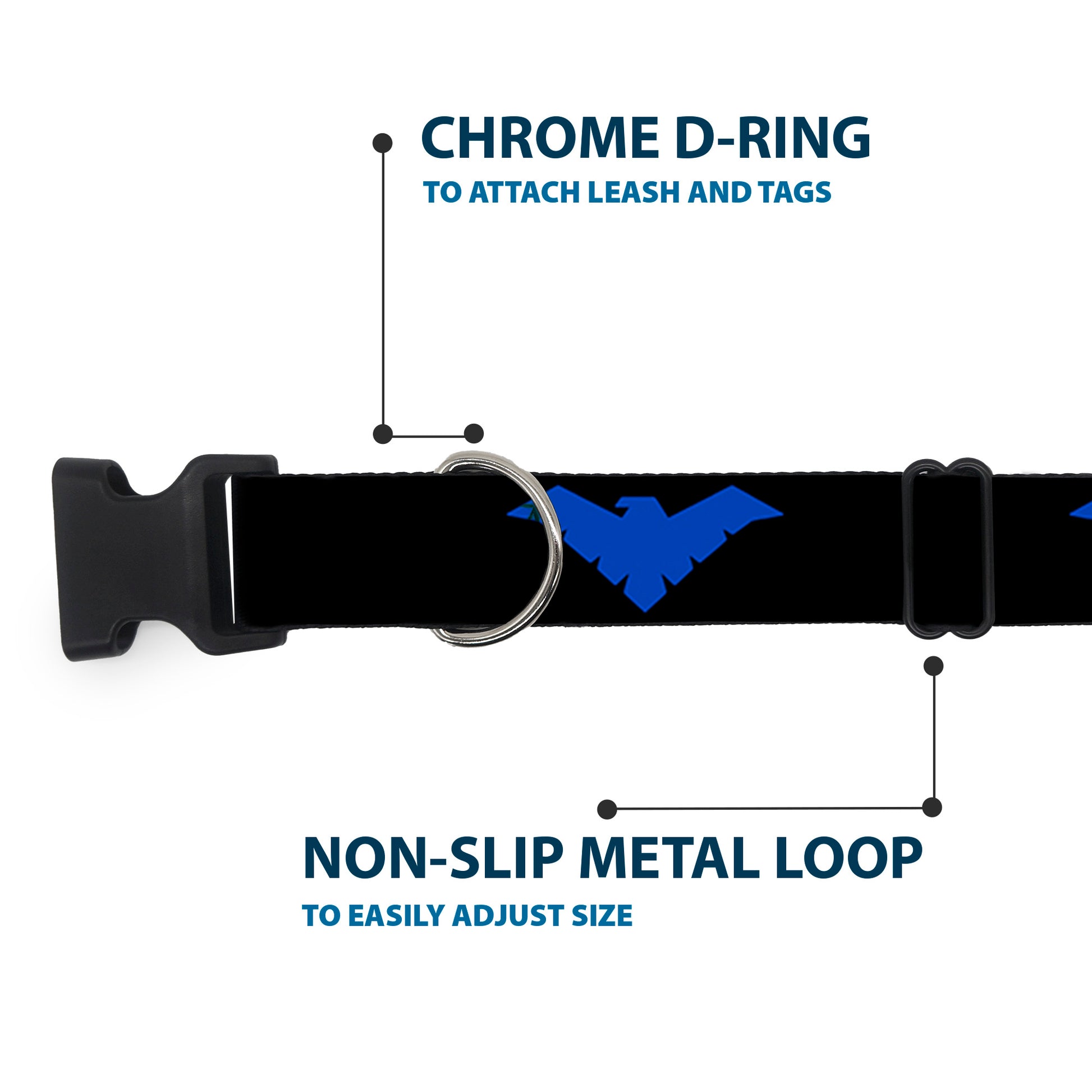 Plastic Clip Collar - Nightwing Logo Black/Blue Plastic Clip Collars DC Comics