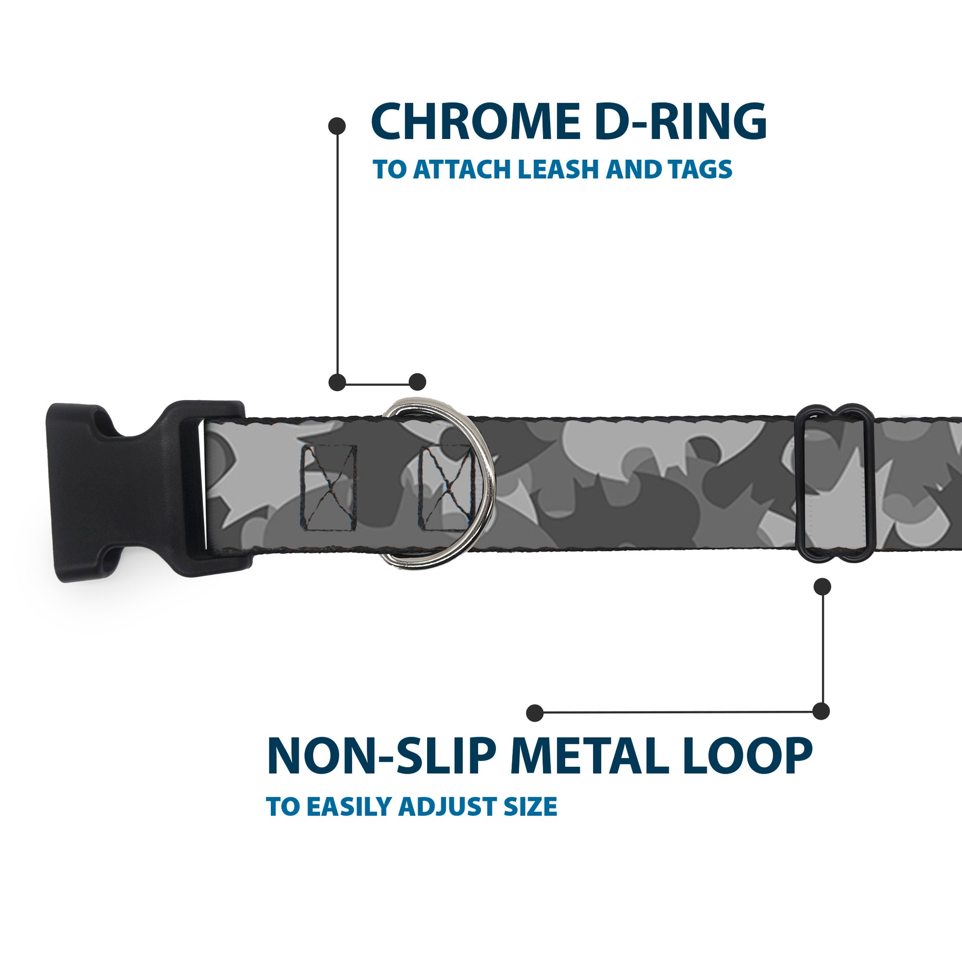 Plastic Clip Collar - Bat Signal Stacked Black/Grays Plastic Clip Collars DC Comics