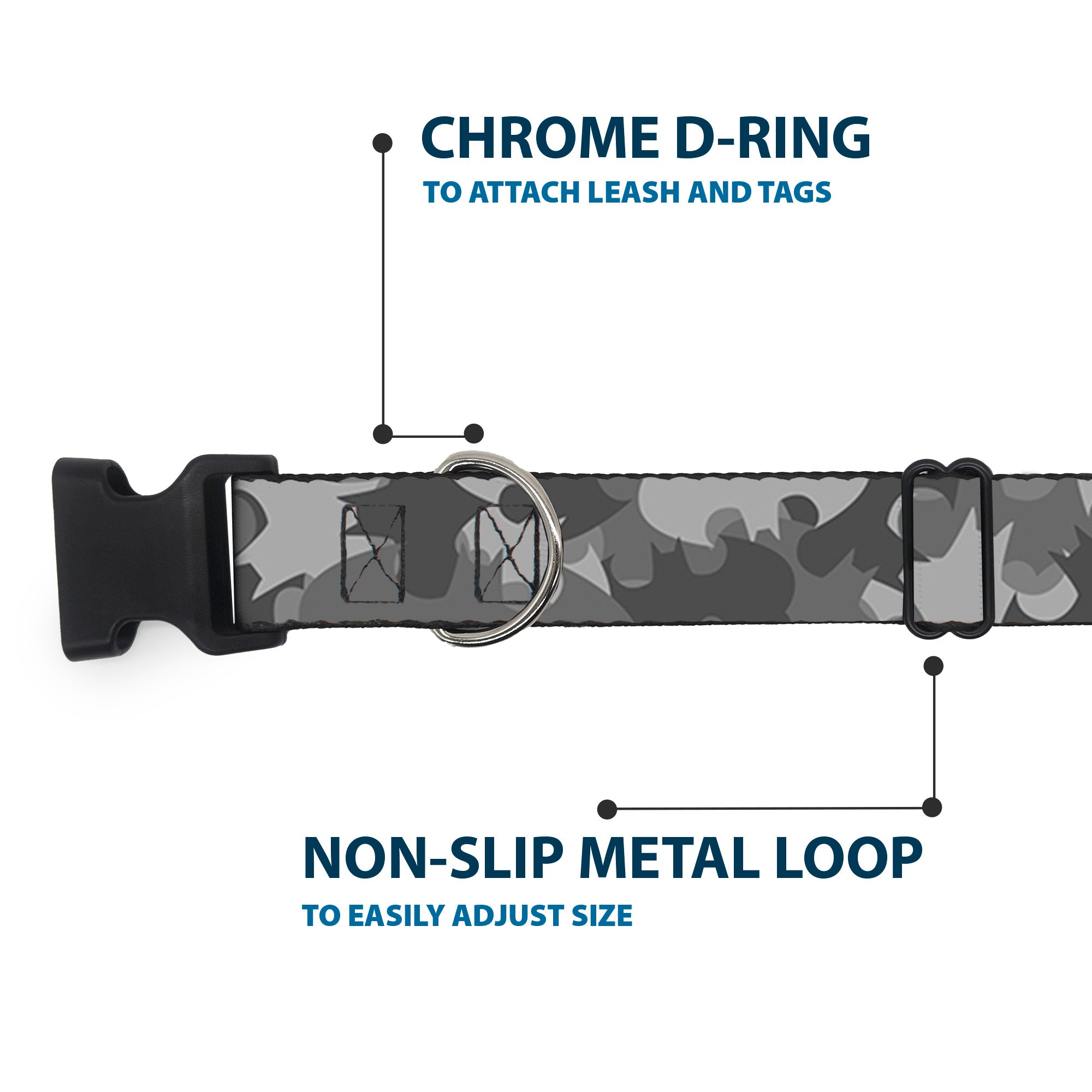 Plastic Clip Collar - Bat Signal Stacked Black/Grays Plastic Clip Collars DC Comics