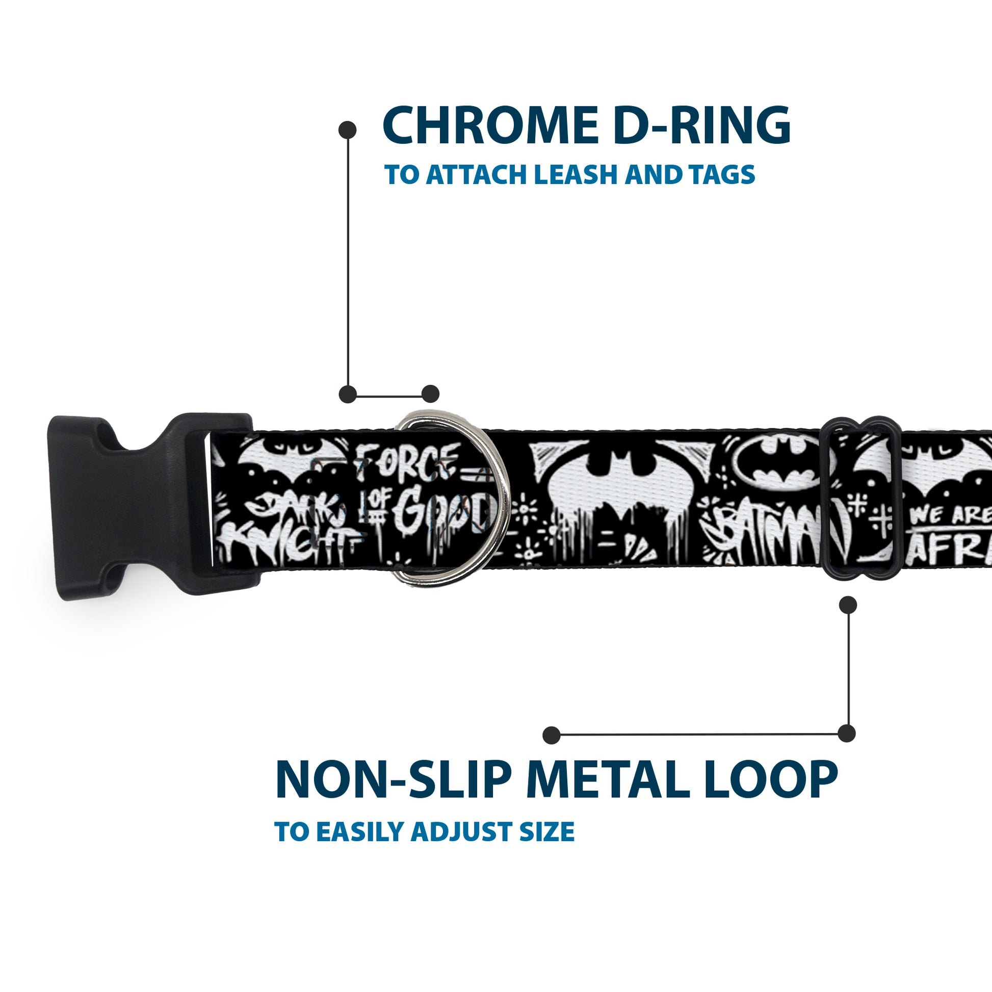 Plastic Clip Collar - Batman Gotham City Graffiti Collage Black/White Plastic Clip Collars DC Comics