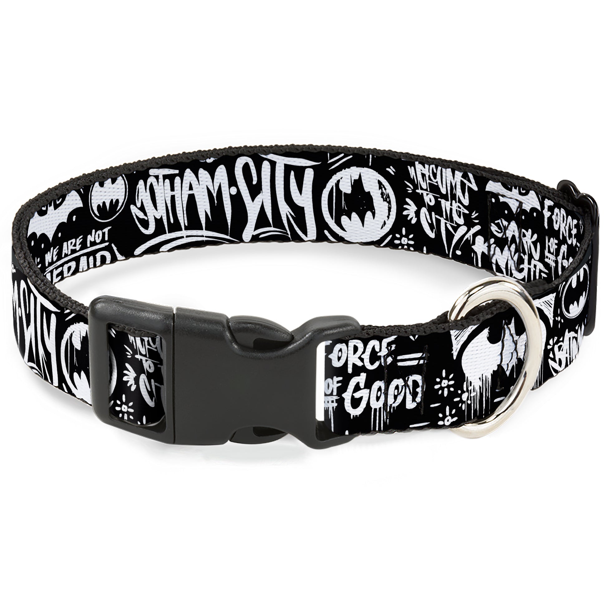 Plastic Clip Collar - Batman Gotham City Graffiti Collage Black/White Plastic Clip Collars DC Comics