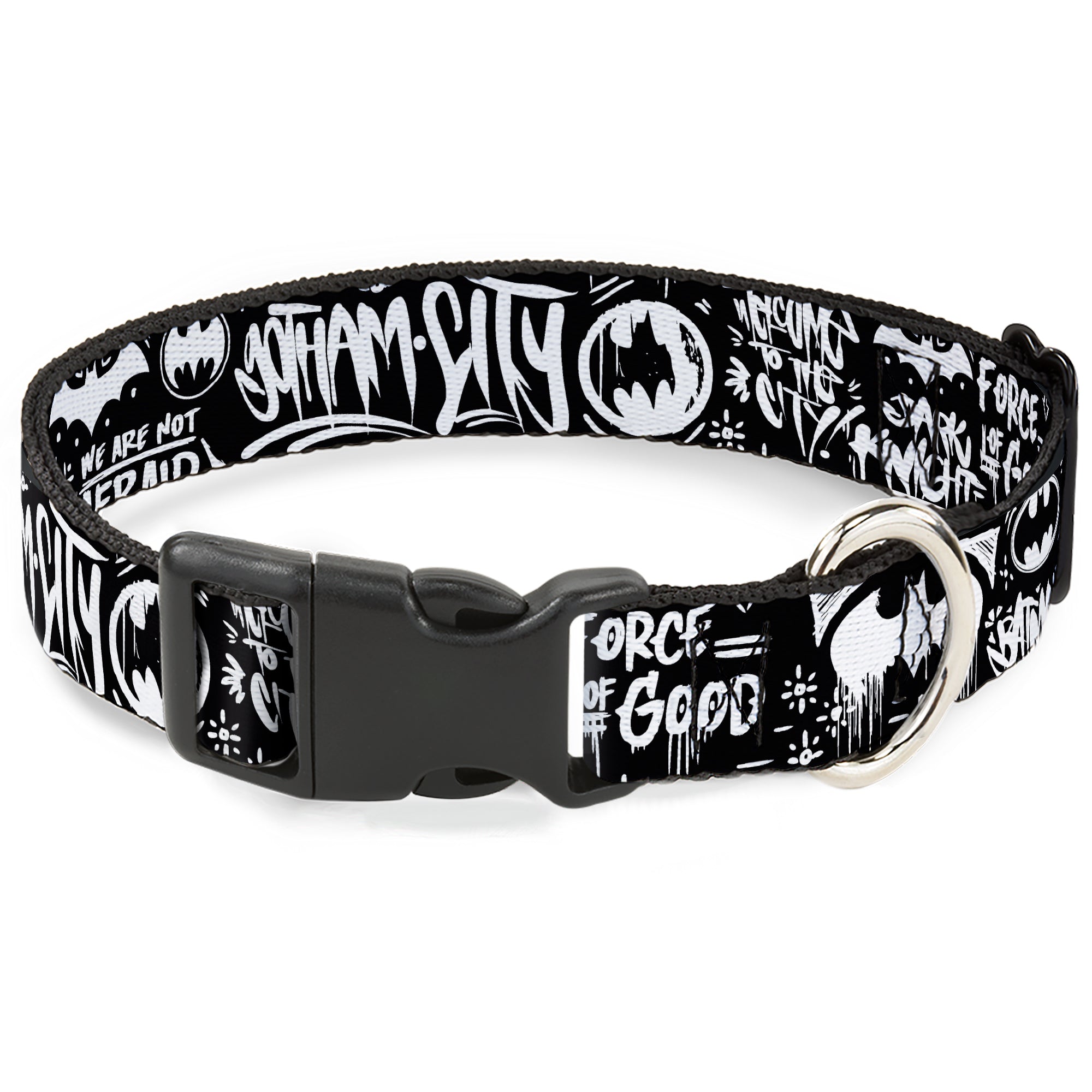 Plastic Clip Collar - Batman Gotham City Graffiti Collage Black/White Plastic Clip Collars DC Comics