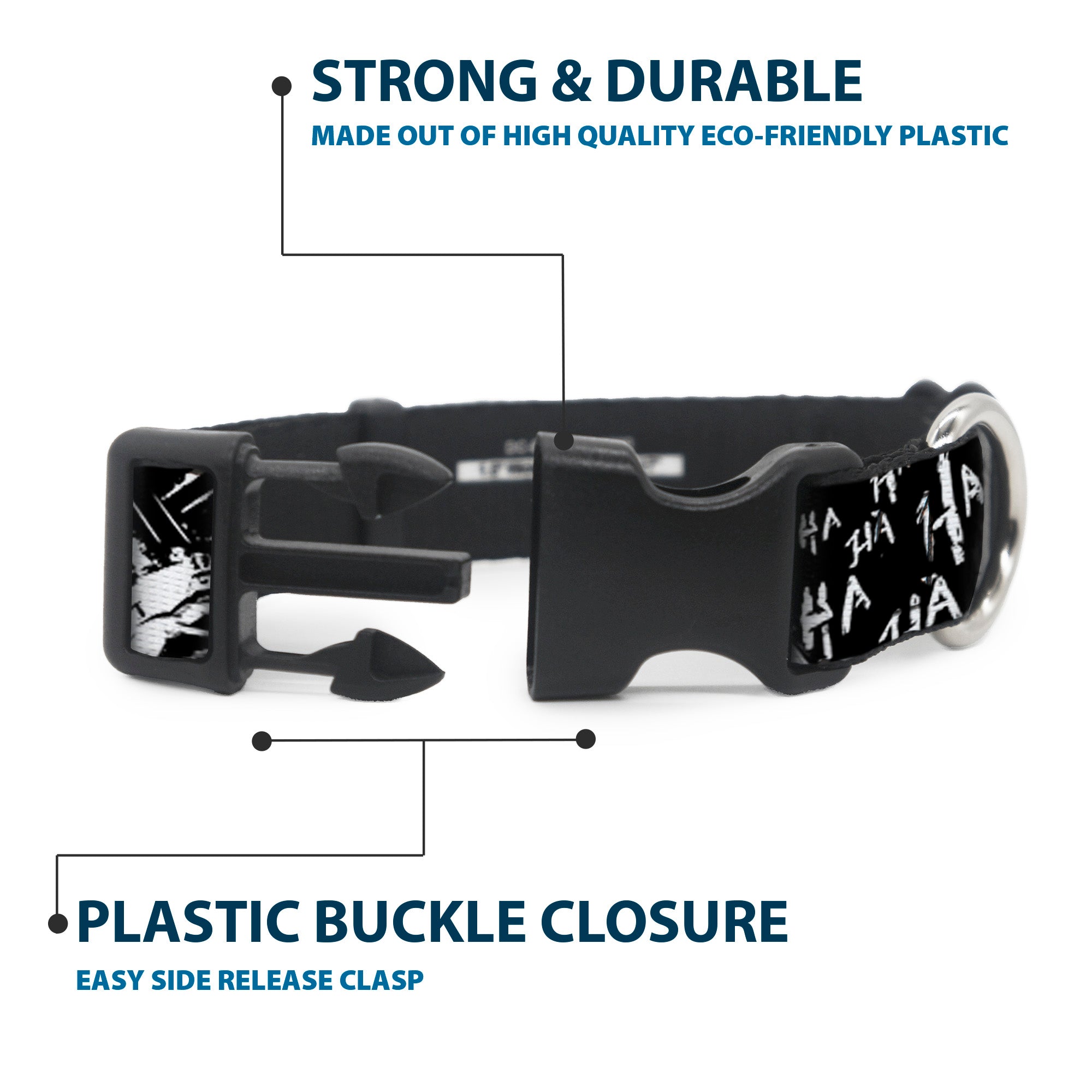 Plastic Clip Collar - Batman THE DARK KNIGHT and Joker Smiling Sketch Close-Ups Black/White Plastic Clip Collars DC Comics