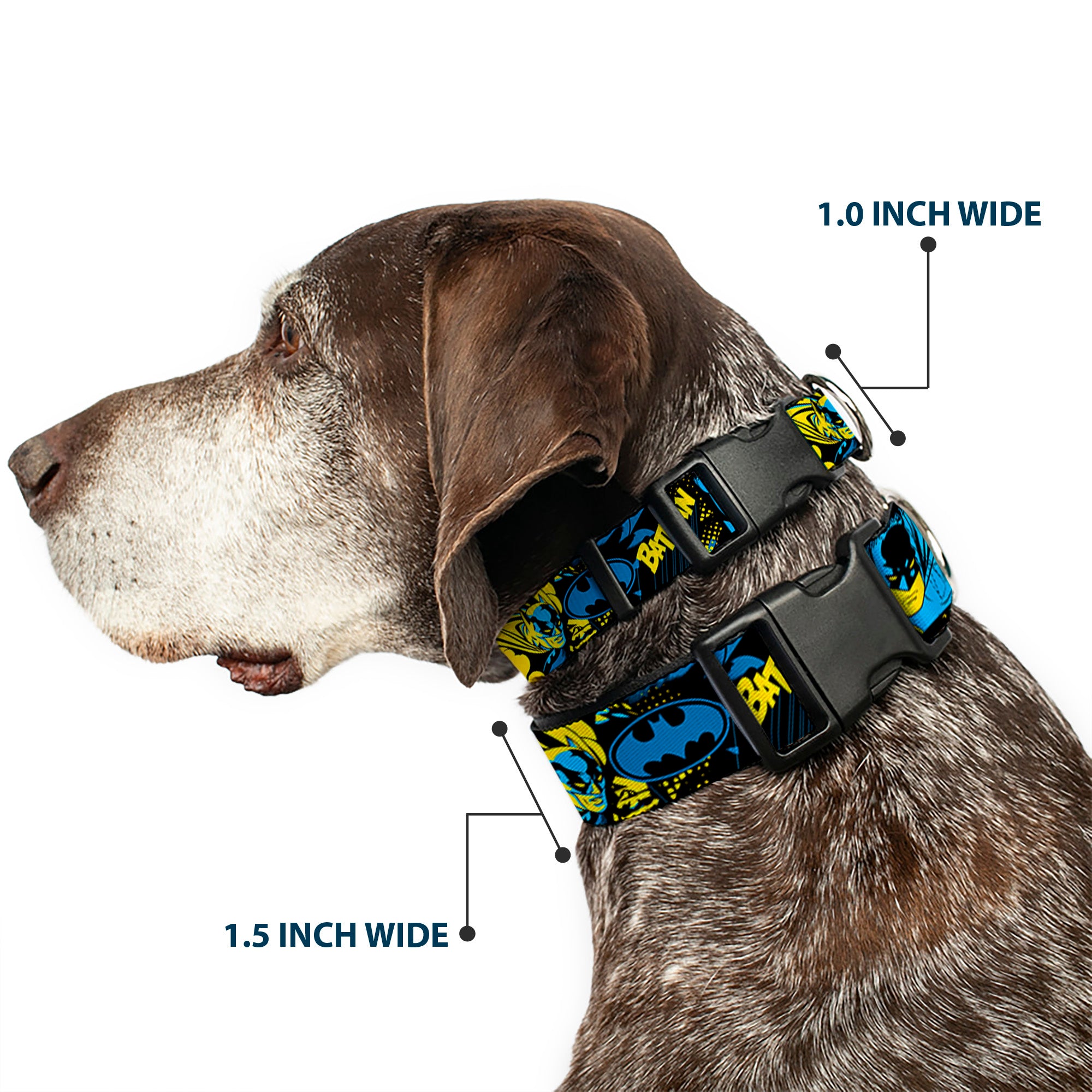 Plastic Clip Collar - BATMAN Poses and Logo Collage Black/Blue/Yellow Plastic Clip Collars DC Comics