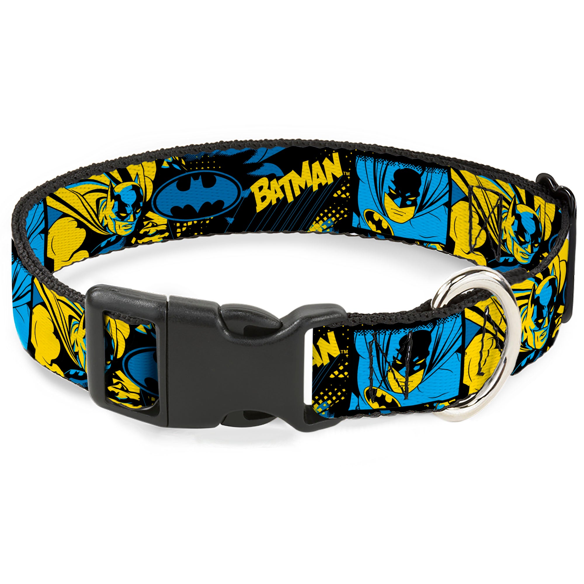 Plastic Clip Collar - BATMAN Poses and Logo Collage Black/Blue/Yellow Plastic Clip Collars DC Comics