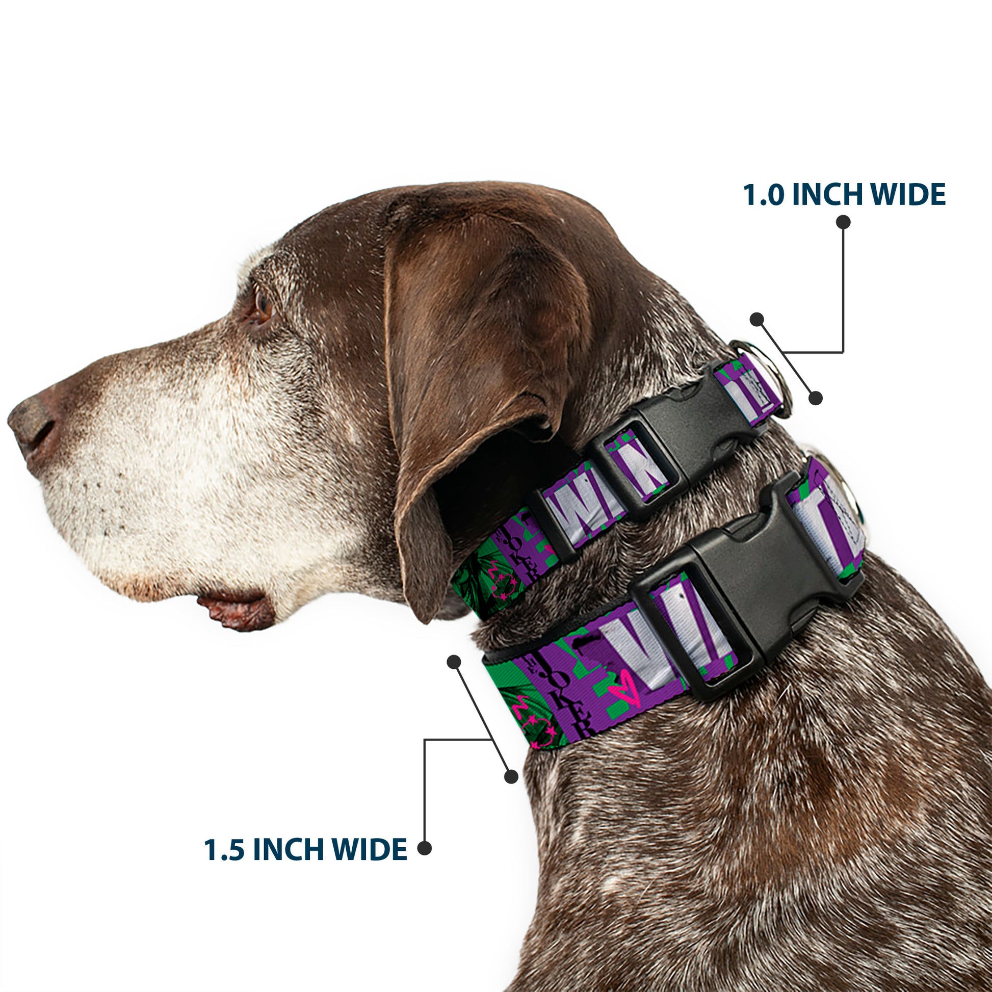Plastic Clip Collar - THE JOKER WANTED Smiling Pose and Graffiti Purples/Greens Plastic Clip Collars DC Comics