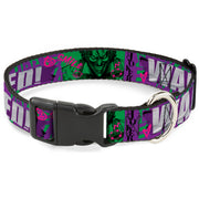 Plastic Clip Collar - THE JOKER WANTED Smiling Pose and Graffiti Purples/Greens Plastic Clip Collars DC Comics