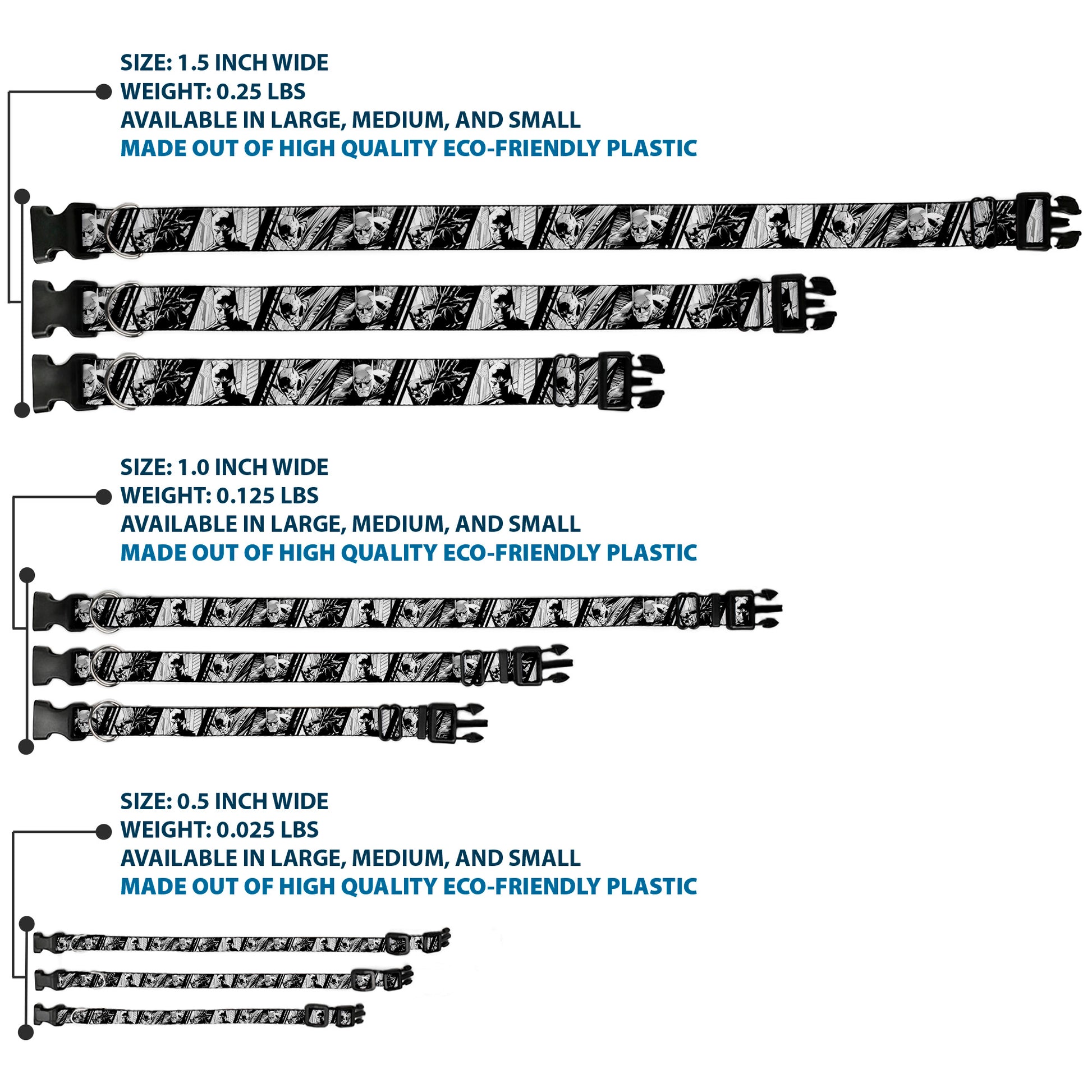 Plastic Clip Collar - Batman Hush Pose Sketches Black/White Plastic Clip Collars DC Comics