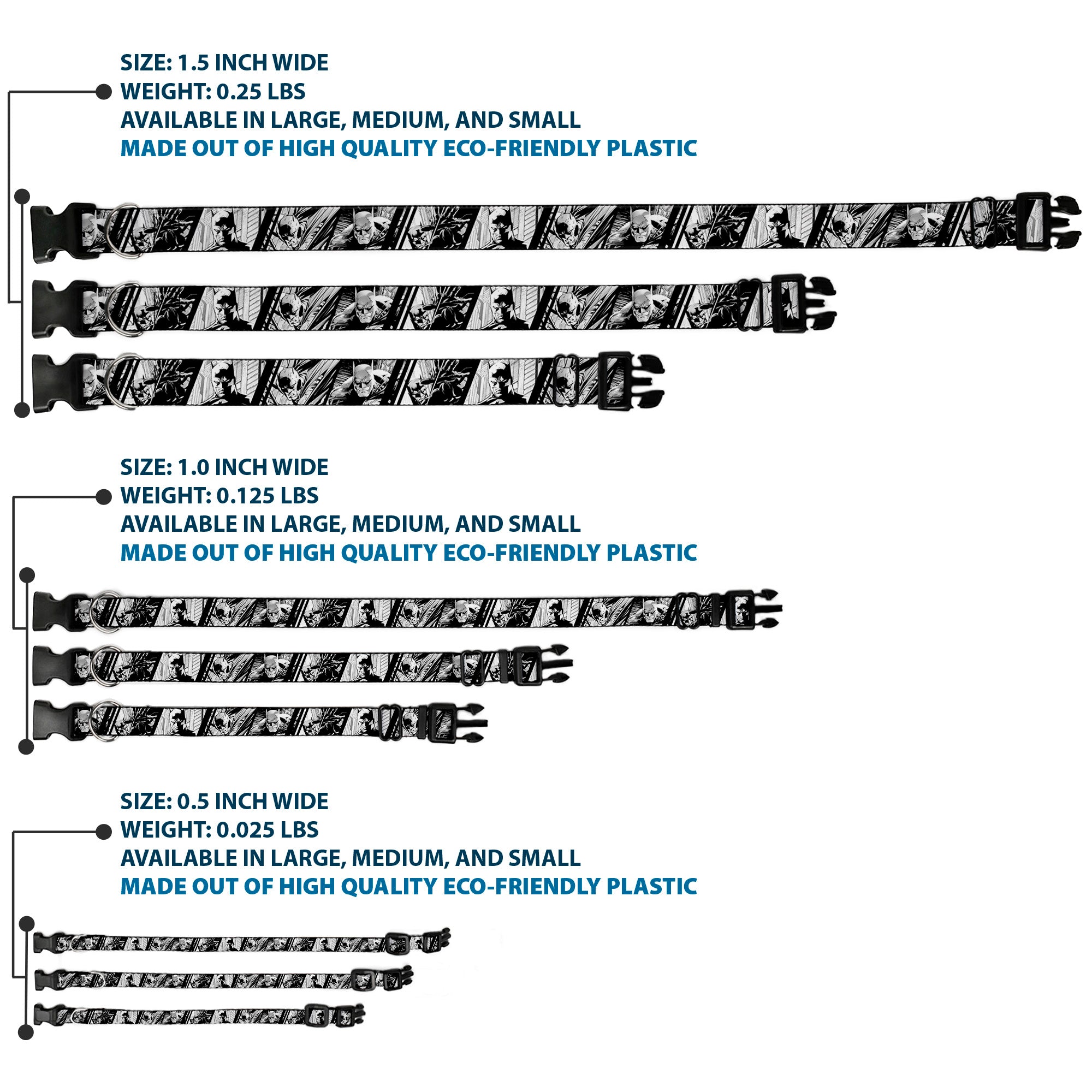 Plastic Clip Collar - Batman Hush Pose Sketches Black/White Plastic Clip Collars DC Comics