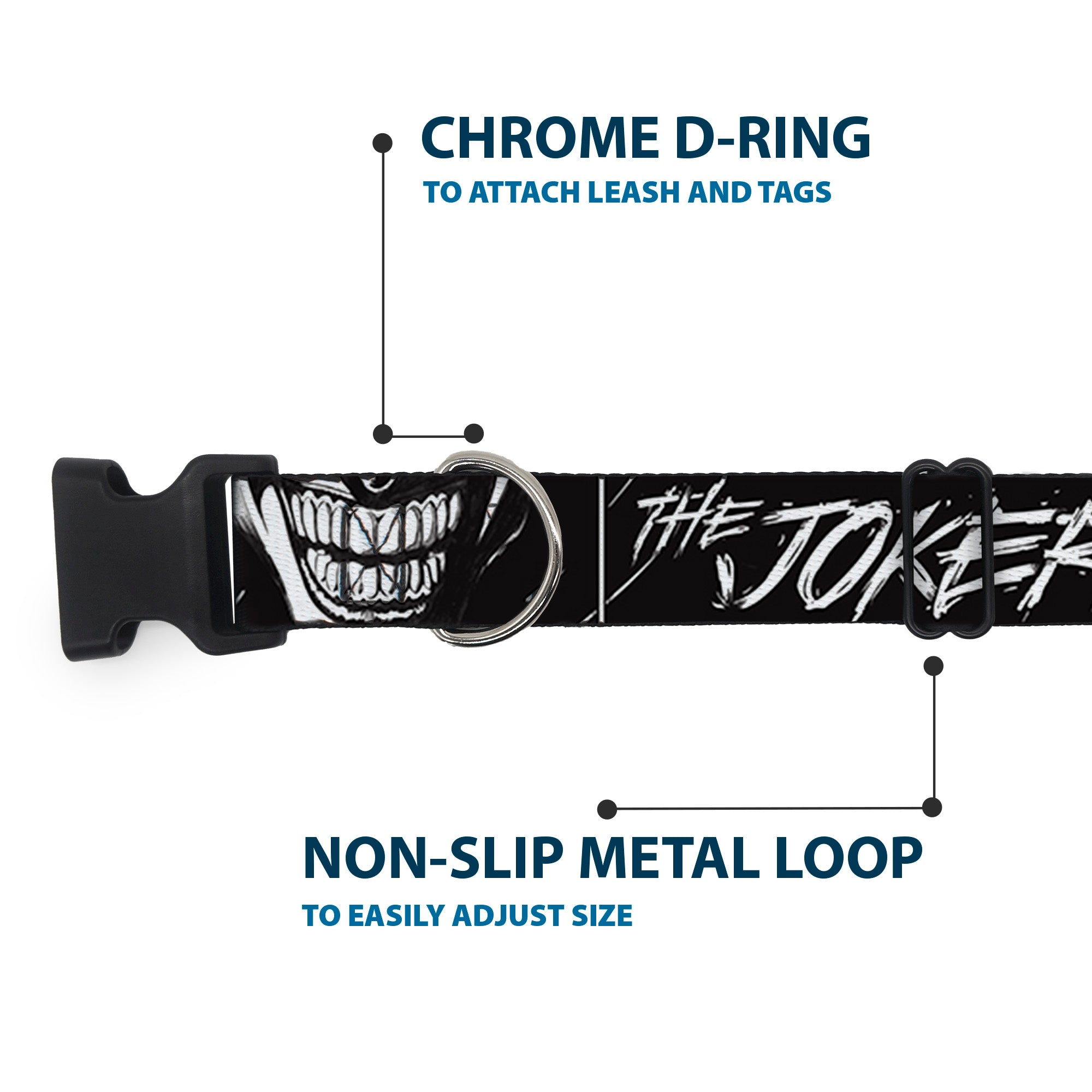 Plastic Clip Collar - THE JOKER Smiling Eyes Sketch Close-Up Black/White Plastic Clip Collars DC Comics