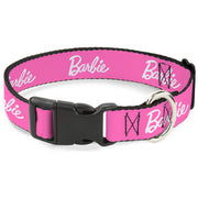 Plastic Clip Collar - BARBIE Script Signature Logo Pink/White Plastic Clip Collars Barbie